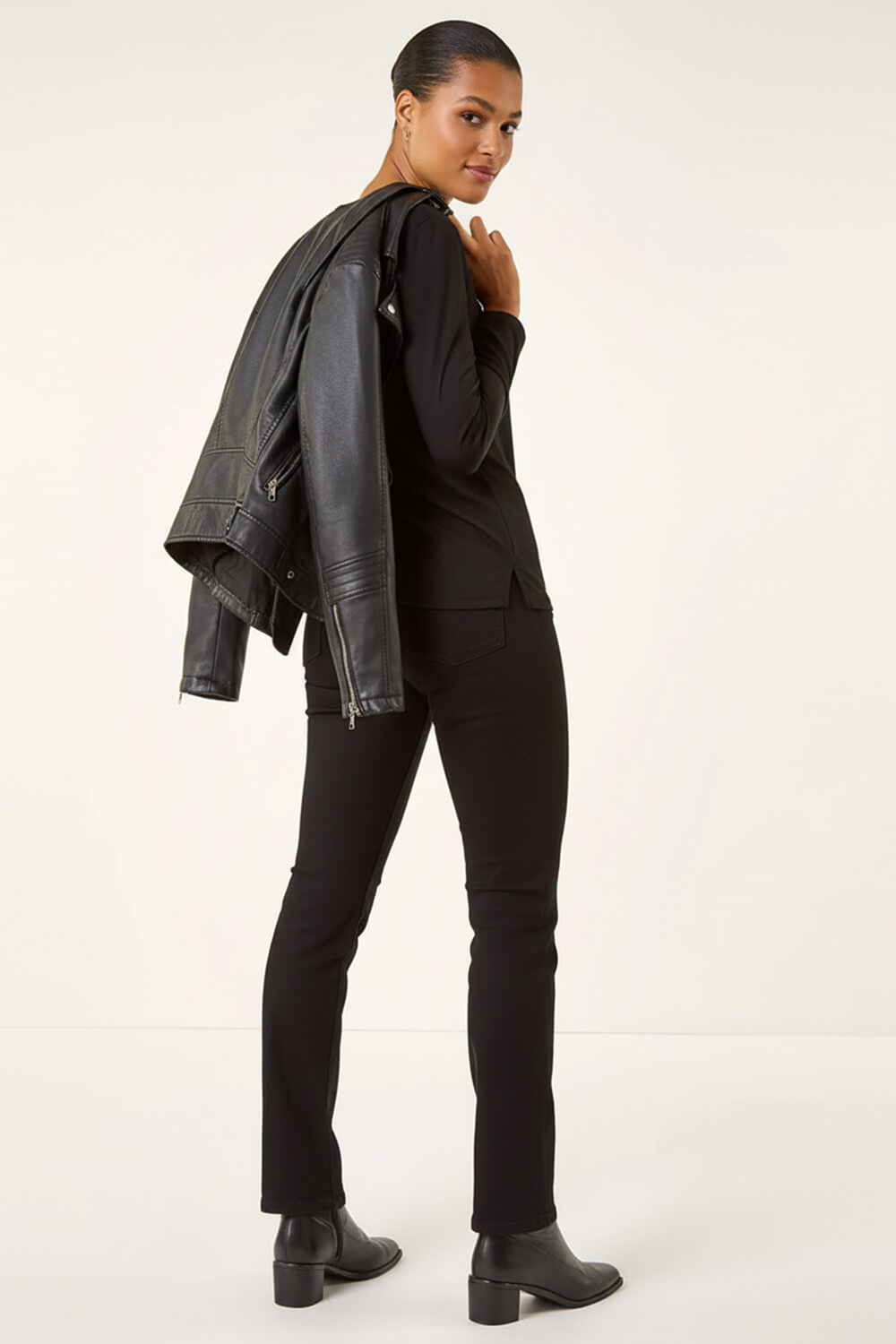 Black Cowl Neck Premium Stretch Top, Image 4 of 5