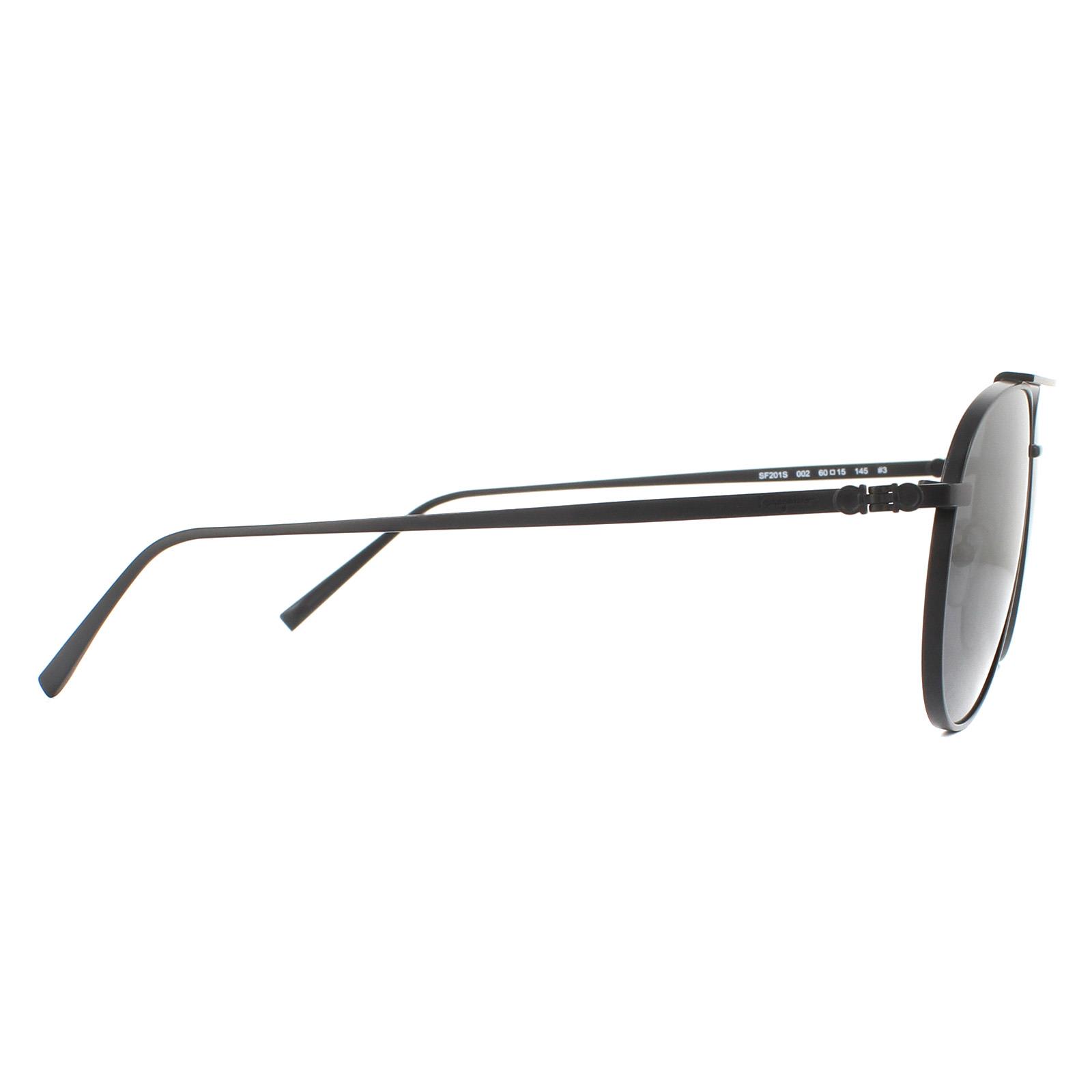 Black Salvatore Ferragamo Black Aviator Matte Black Grey Sunglasses, Image 4 of 4