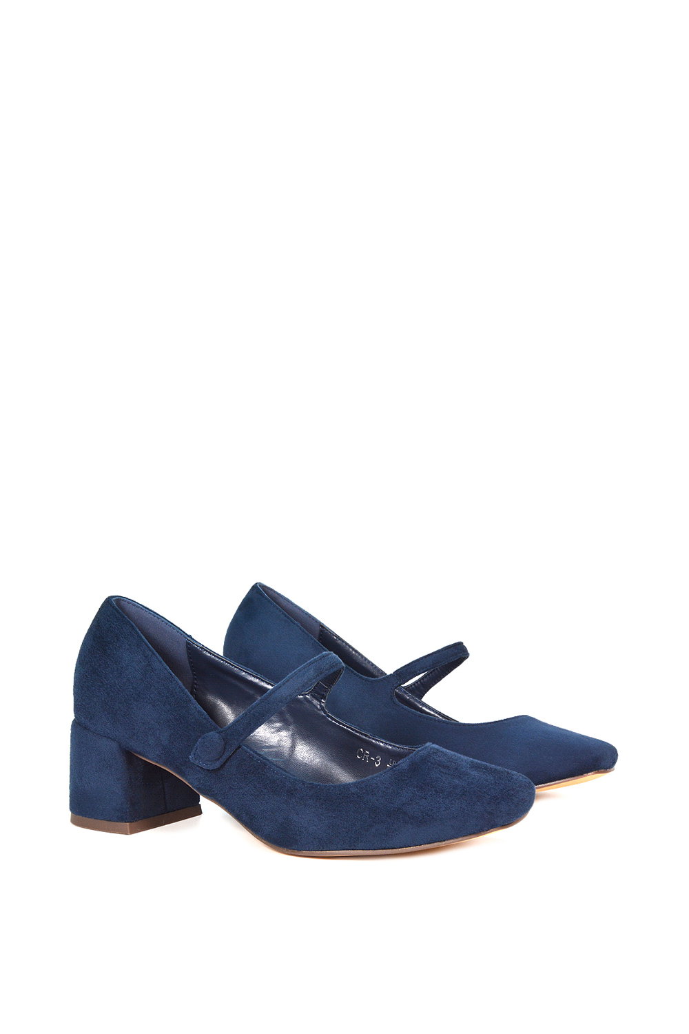Navy XY LONDON Navy 'Leneka' Mary Jane Low Block Heel Court Shoes, Image 3 of 6
