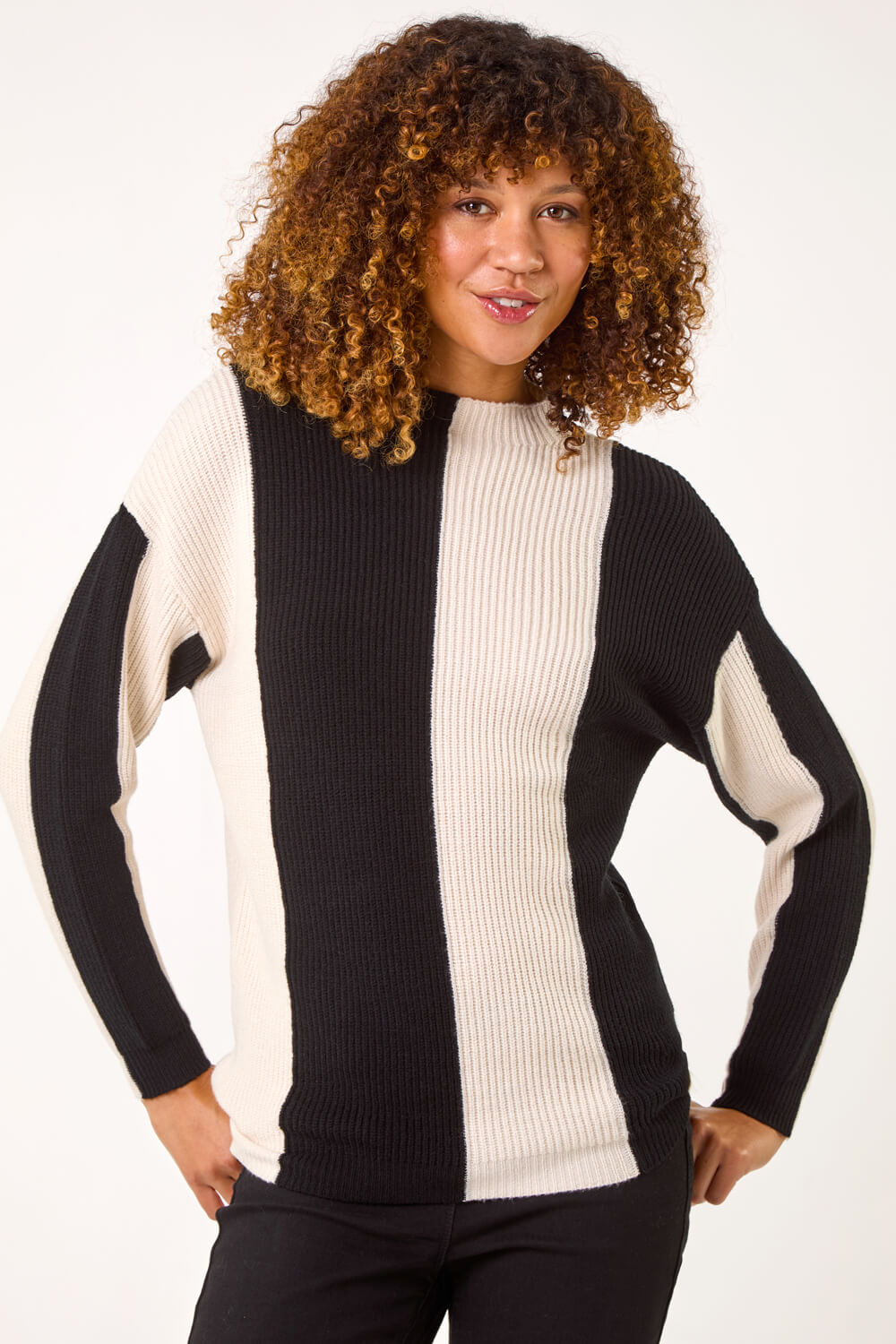 Black Colour Block Soft Knit Jumper, Image 5 of 5