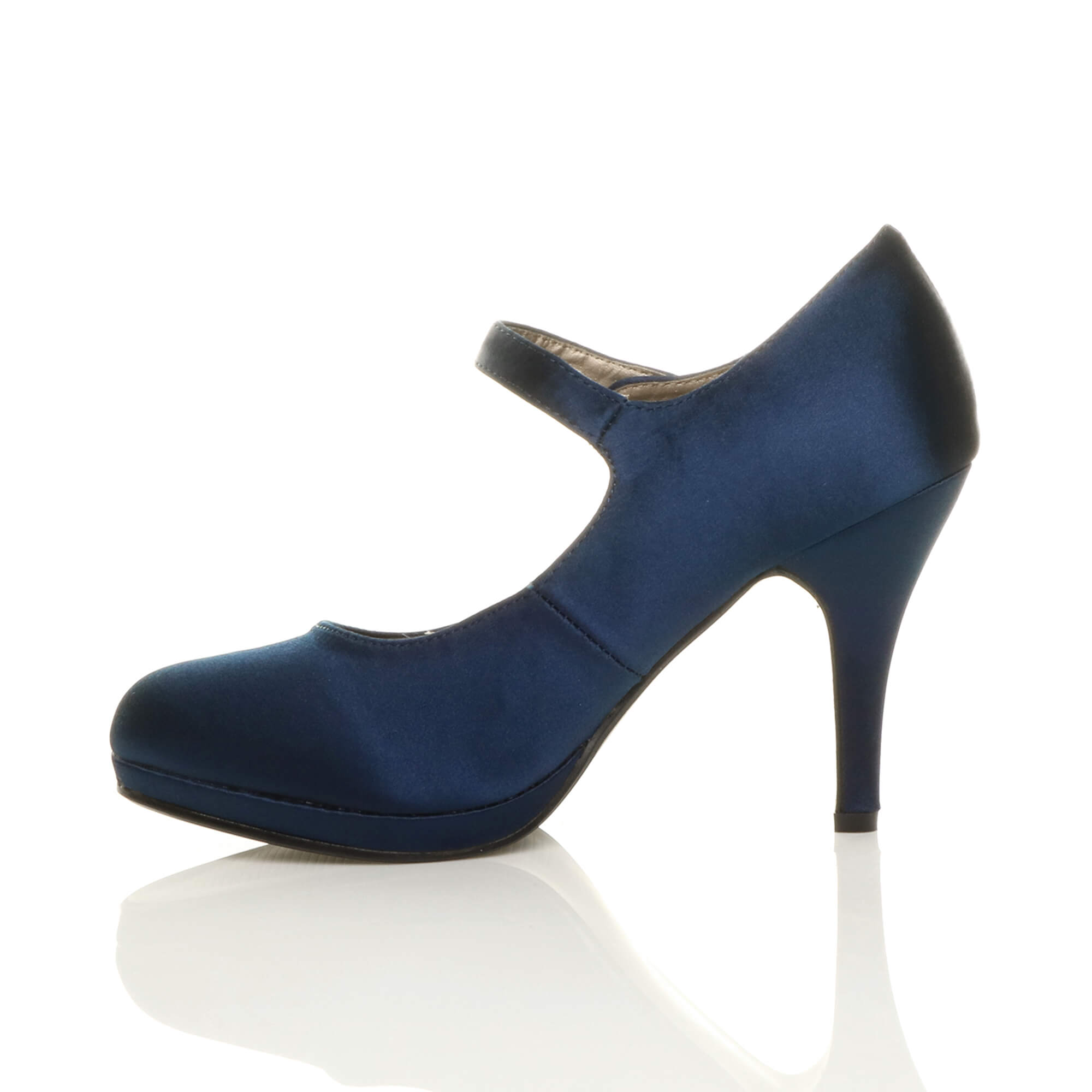 Navy Blue AJVANI Navy Blue High Heel Mary Jane Court Shoes, Image 3 of 6