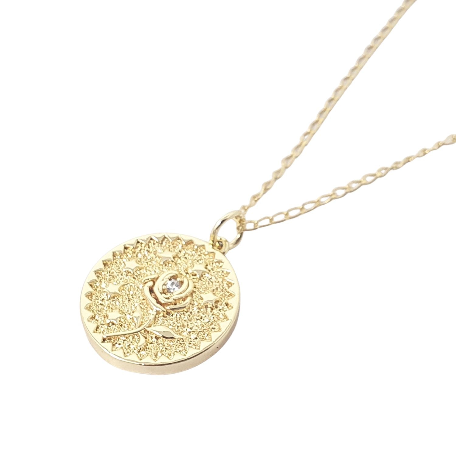 Metallic Dainty Rose Flower Gold Plated Charm Necklace