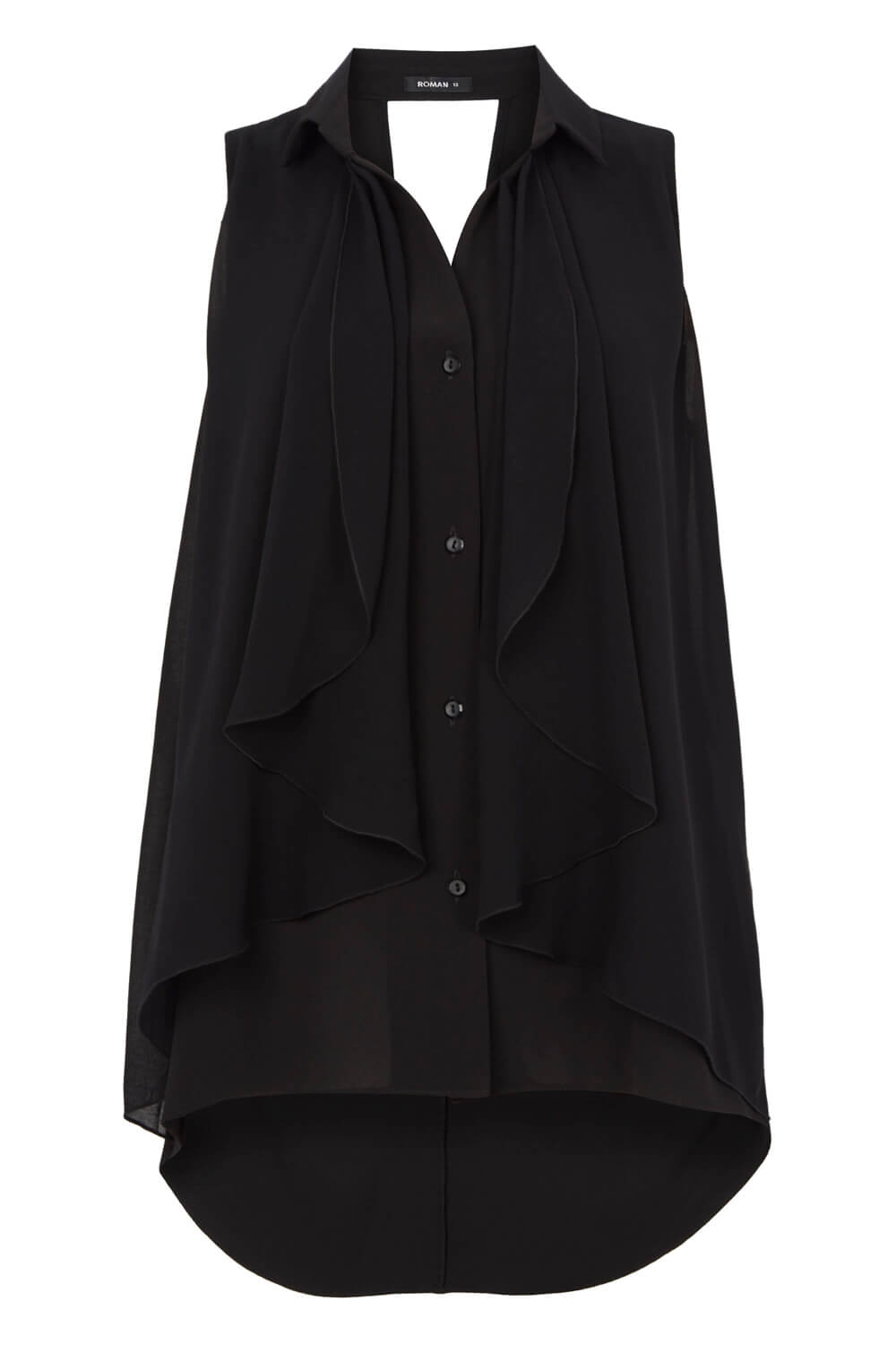 Black Waterfall Detail Blouse, Image 5 of 4