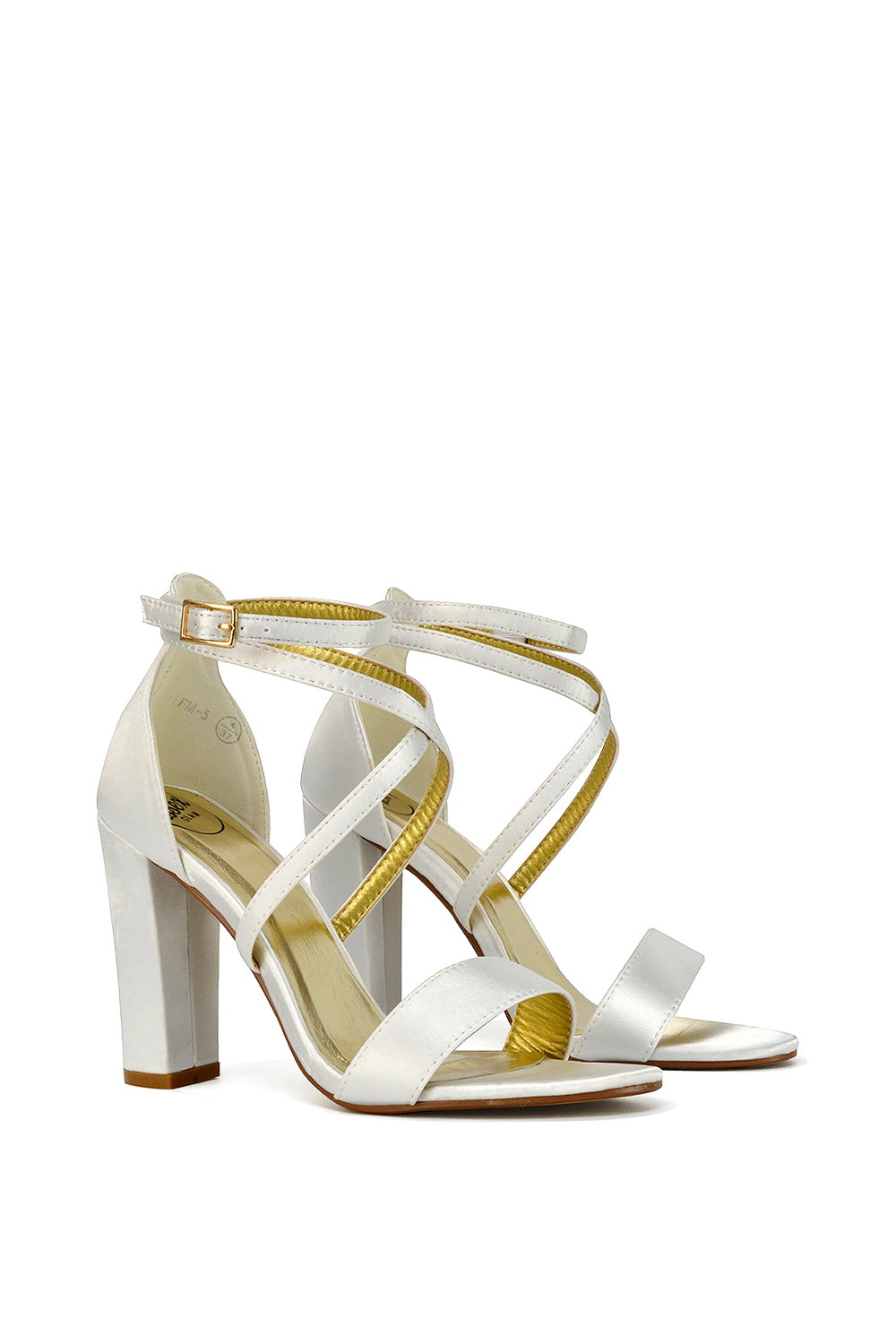 Ivory XY LONDON Ivory 'Briella' Strappy Sandals With High Block Heels, Image 2 of 5
