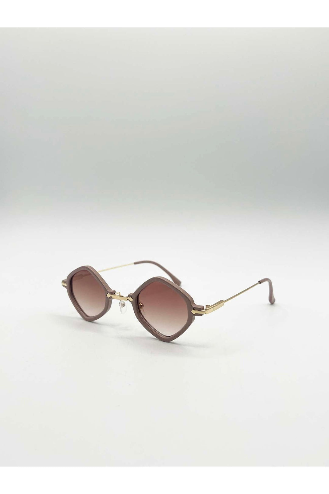 Beige Diamond Shape Sunglasses in Nude, Image 2 of 6