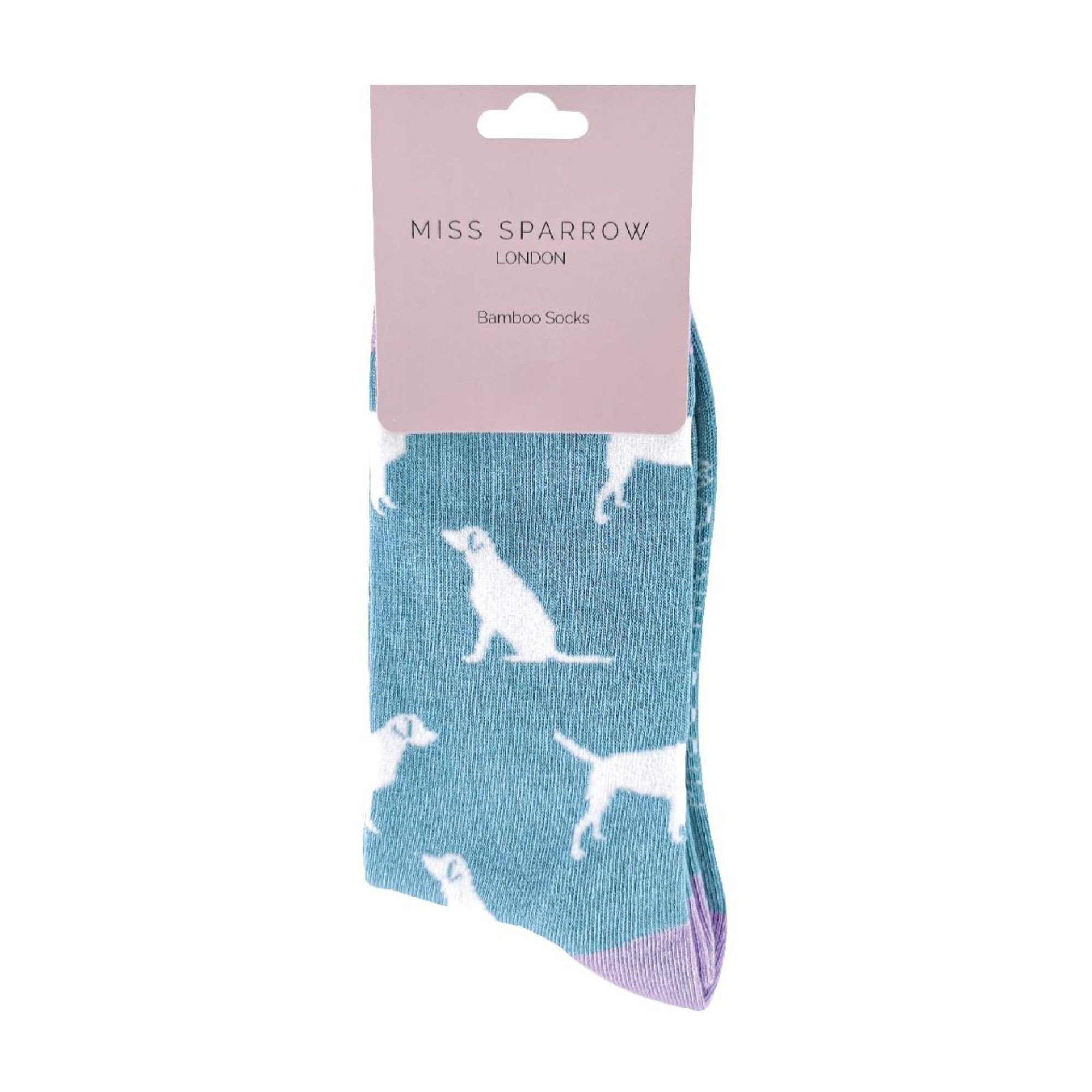 Blue 1 Pack Ladies Novelty Dog Pattern Bamboo Socks, Image 5 of 5
