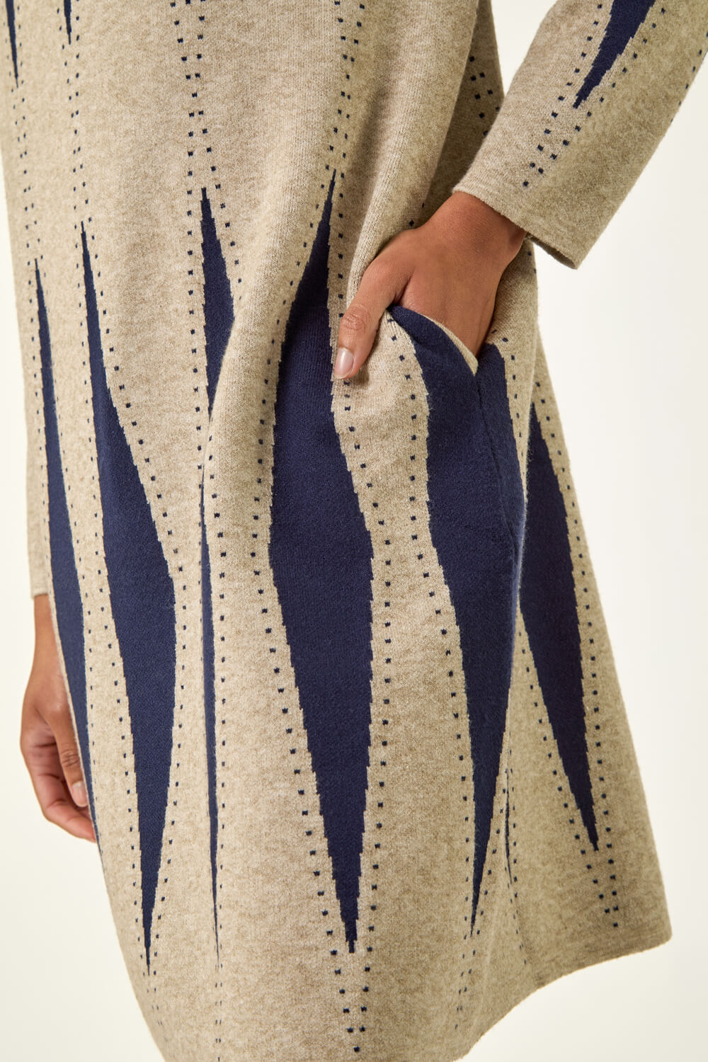 Navy  Abstract Knit Jumper Dress, Image 6 of 5