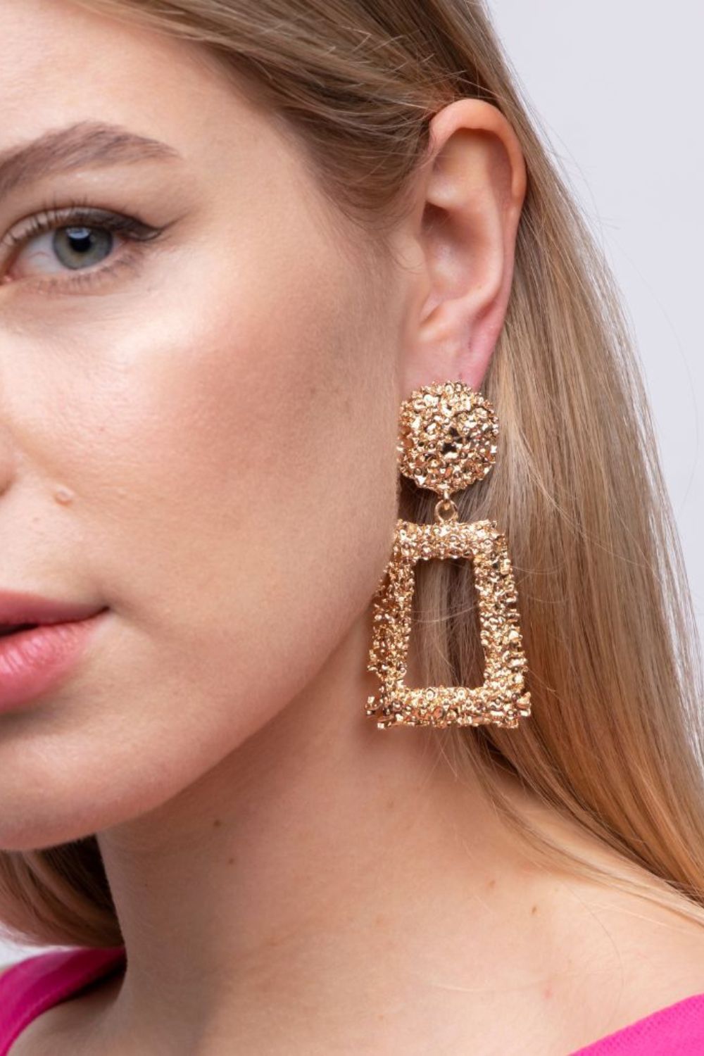Gold Geometric Foil Square Drop Earrings, Image 1 of 4