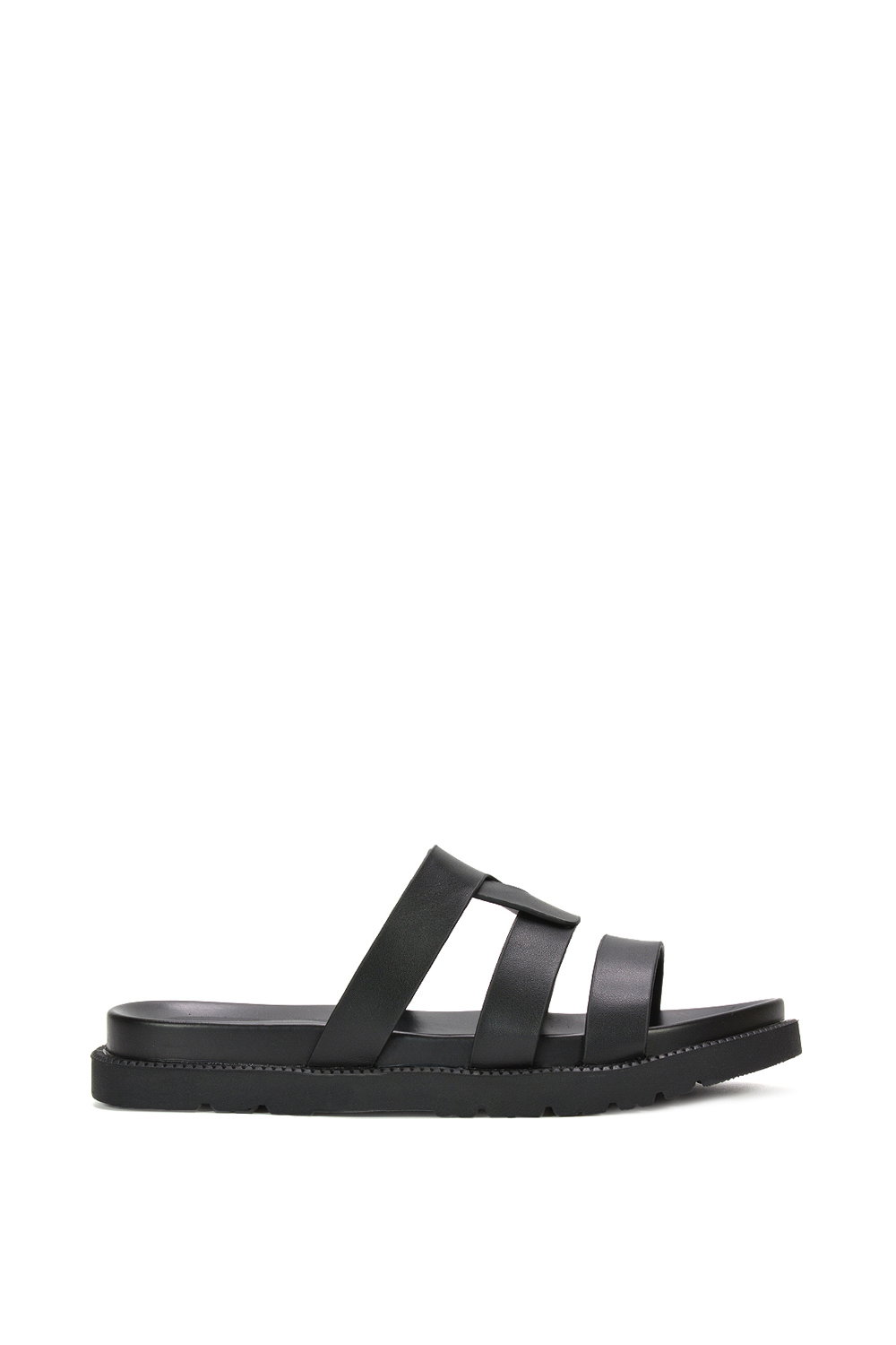 Black 'Aurelia' Flat Slider Sandals With Comfortable Footbed