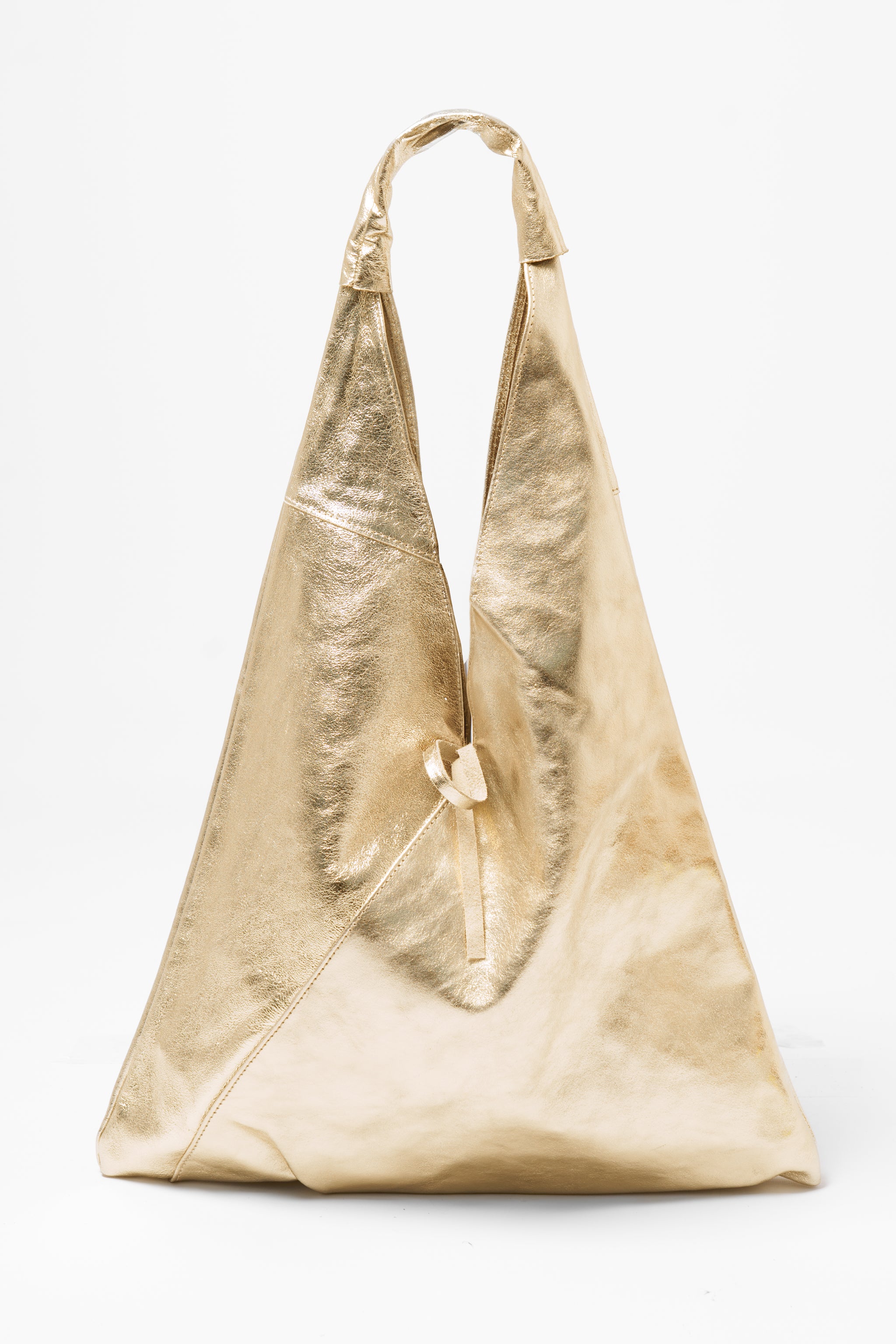 Gold Metallic Italian Leather Shoulder Bag, Image 1 of 2