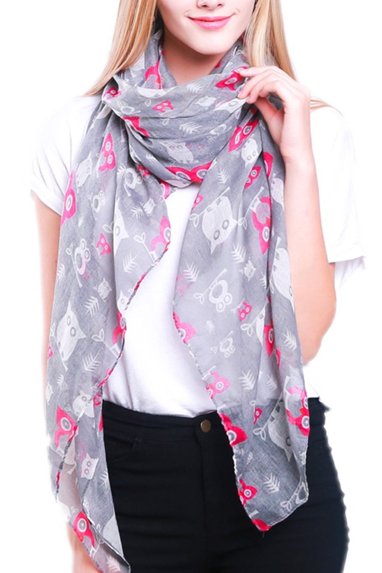 Grey Owl Lightweight Scarf, Image 1 of 2