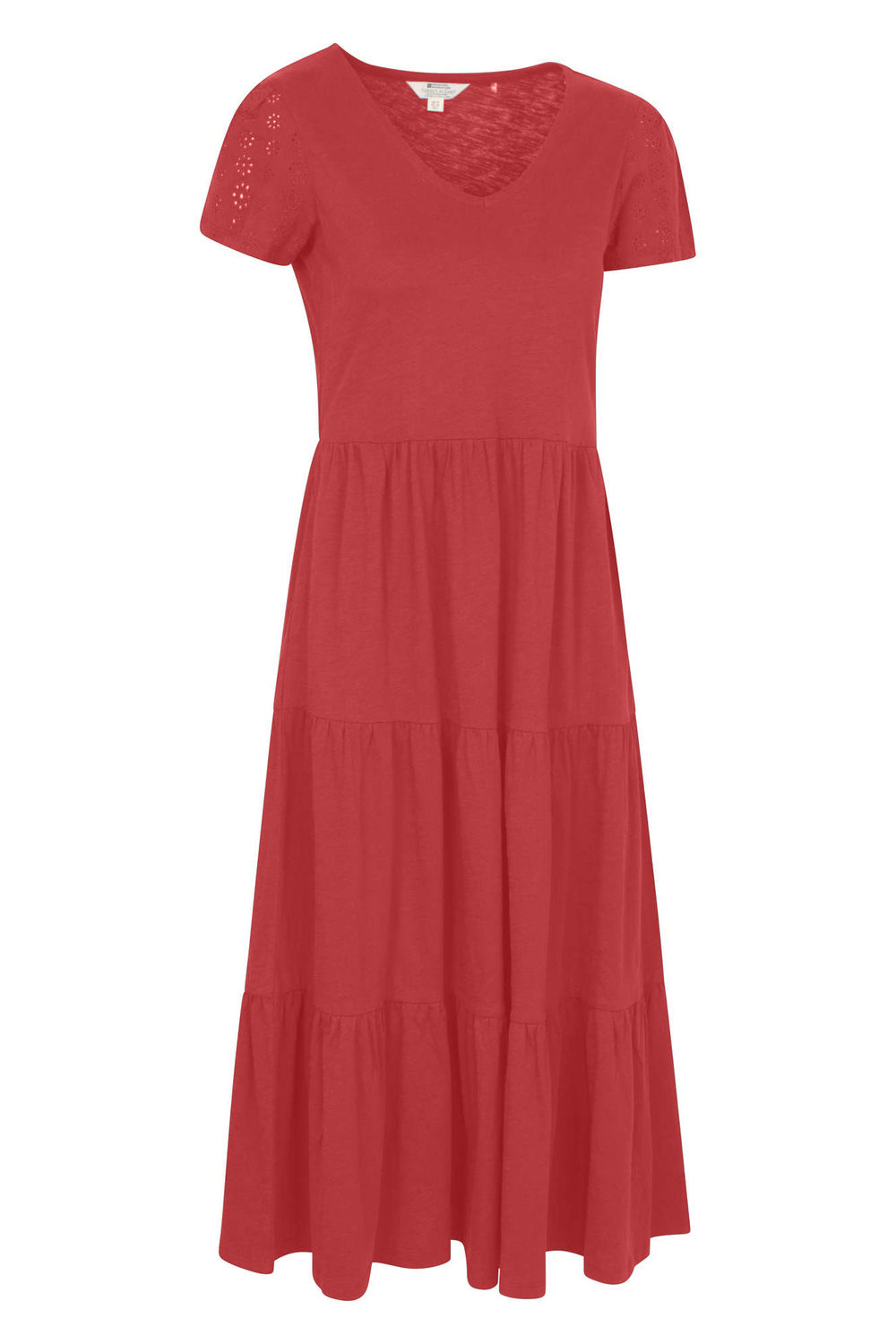 Rust Malaga Tiered Broderie Sleeve Dress, Image 3 of 3