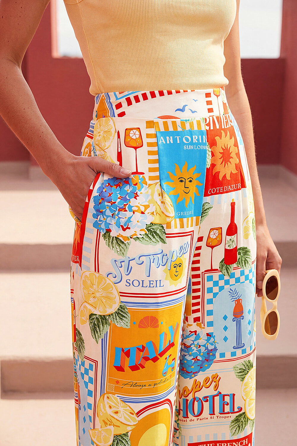 Multi Sunshine Print Wide Leg Trouser, Image 5 of 4