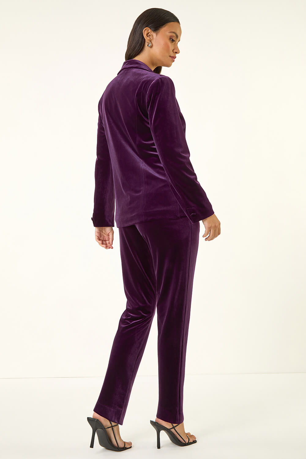 Purple Dusk Velvet Single Breasted Blazer, Image 4 of 5