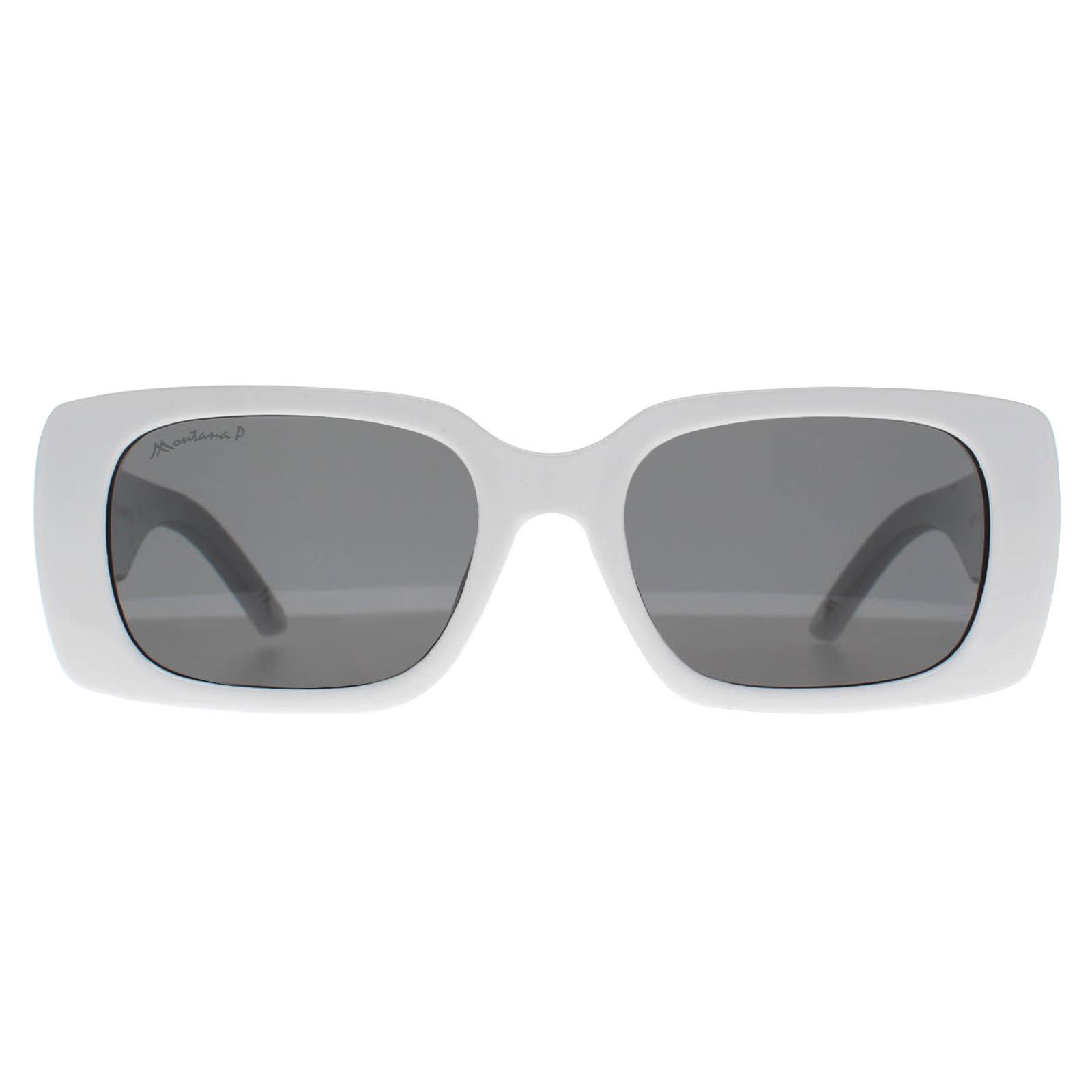 White Montana White Rectangle Shiny White Smoke Polarized MP194, Image 1 of 4