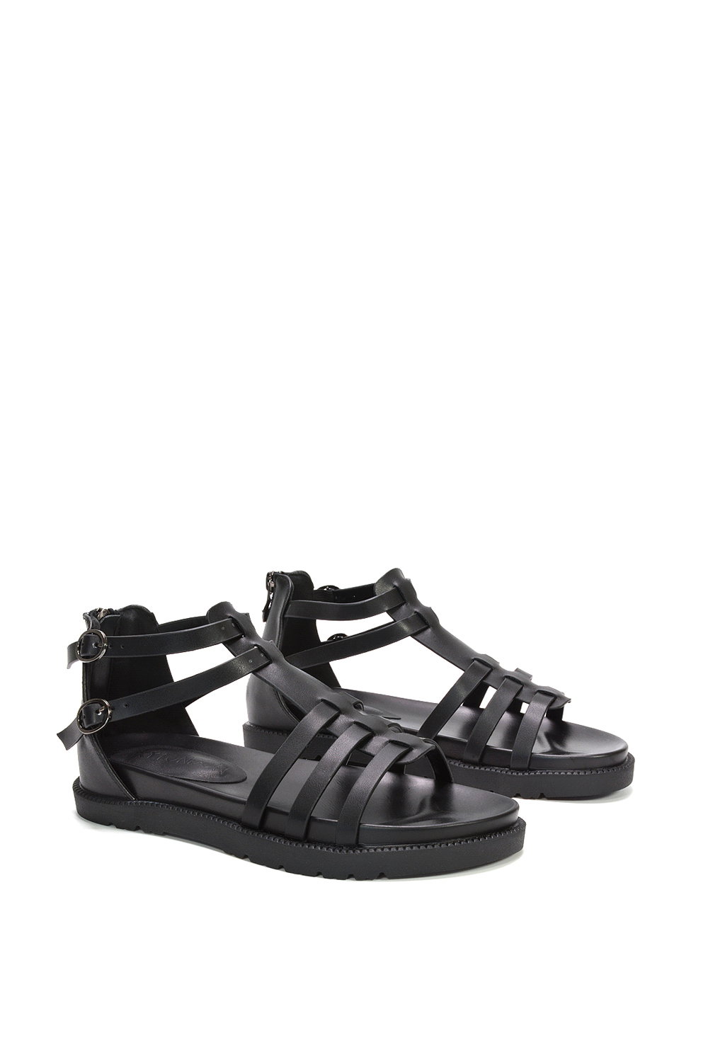 Black XY LONDON Black 'Haden' Flatform Gladiator Sandals With Chunky Sole, Image 3 of 6