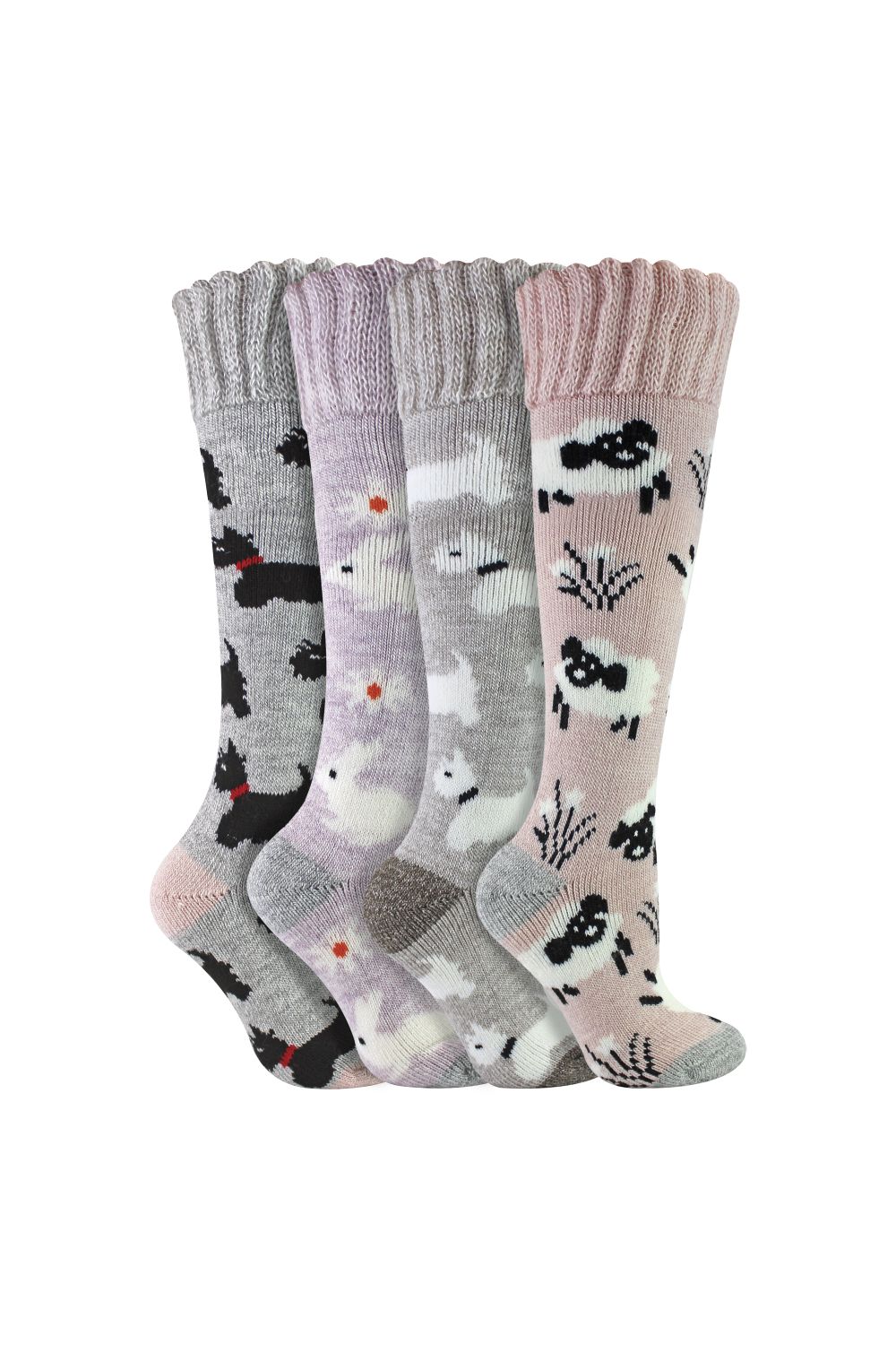 Multi 4 Pairs Long Soft Lounge Bed Socks for Ladies, Image 1 of 2