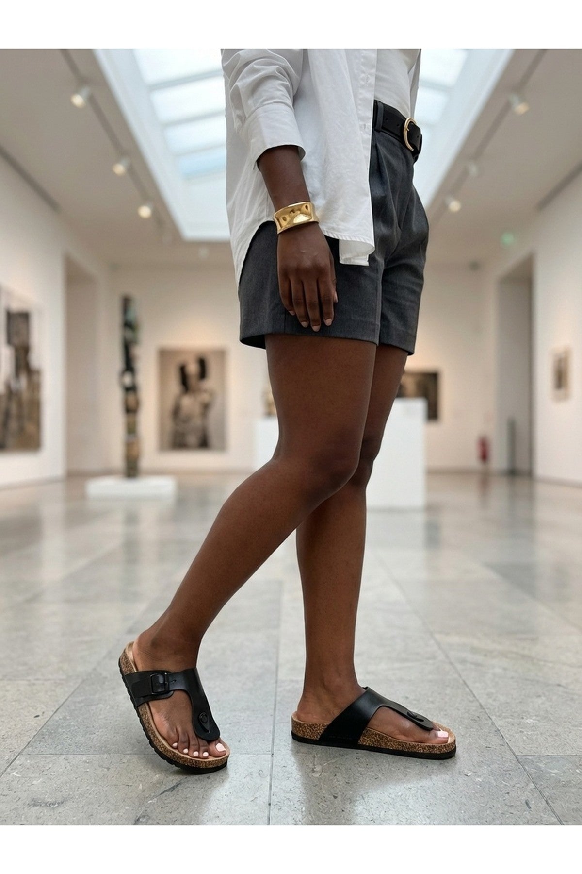 Black Jules Cork Base Buckle Sandal