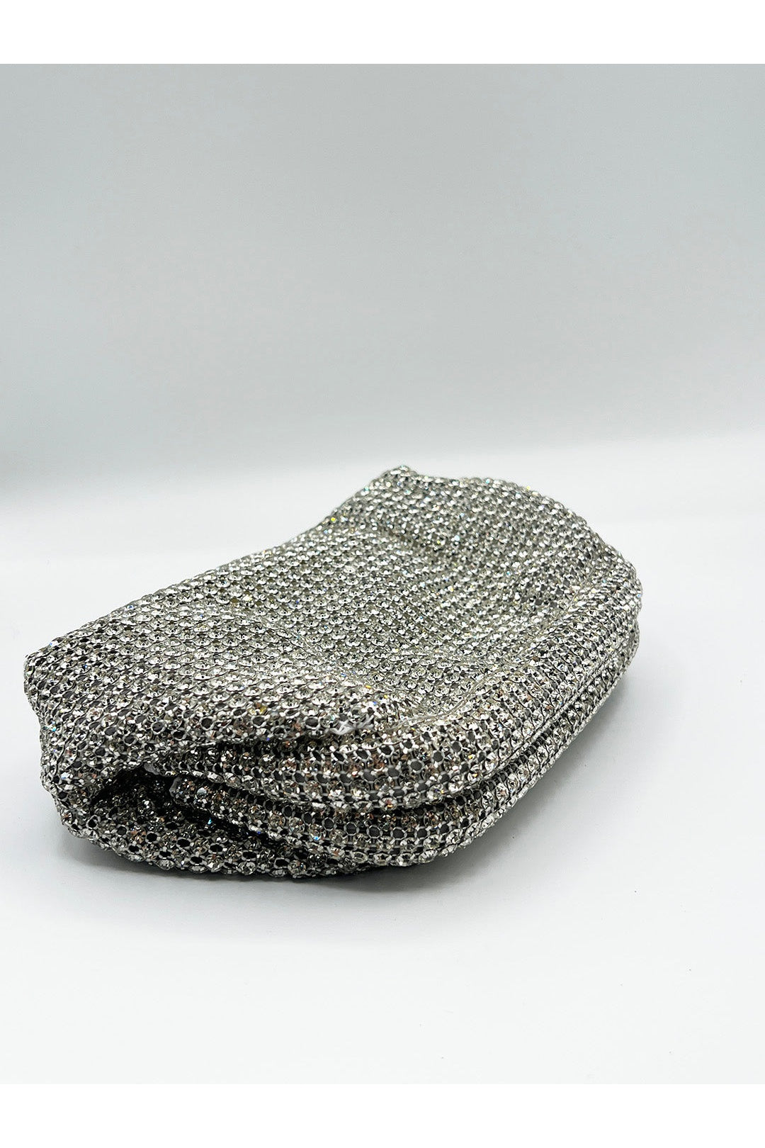 Silver Crystal Pouch Clutch Bag, Image 5 of 5