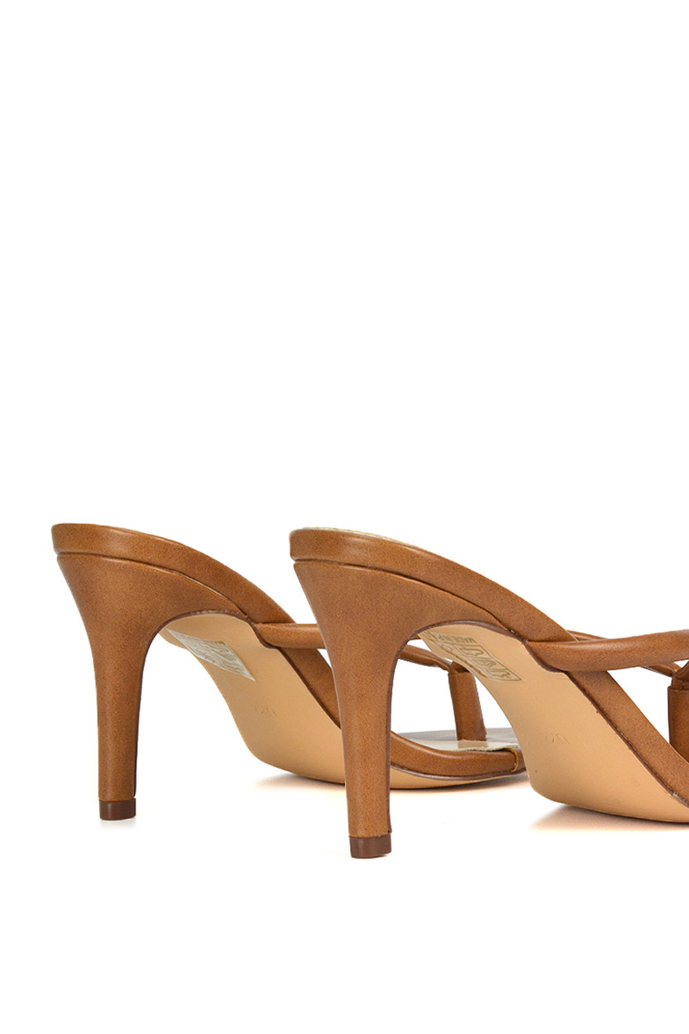 Brown XY LONDON Brown 'Celina' Stiletto High Heel Mules With Thong Strap, Image 5 of 6