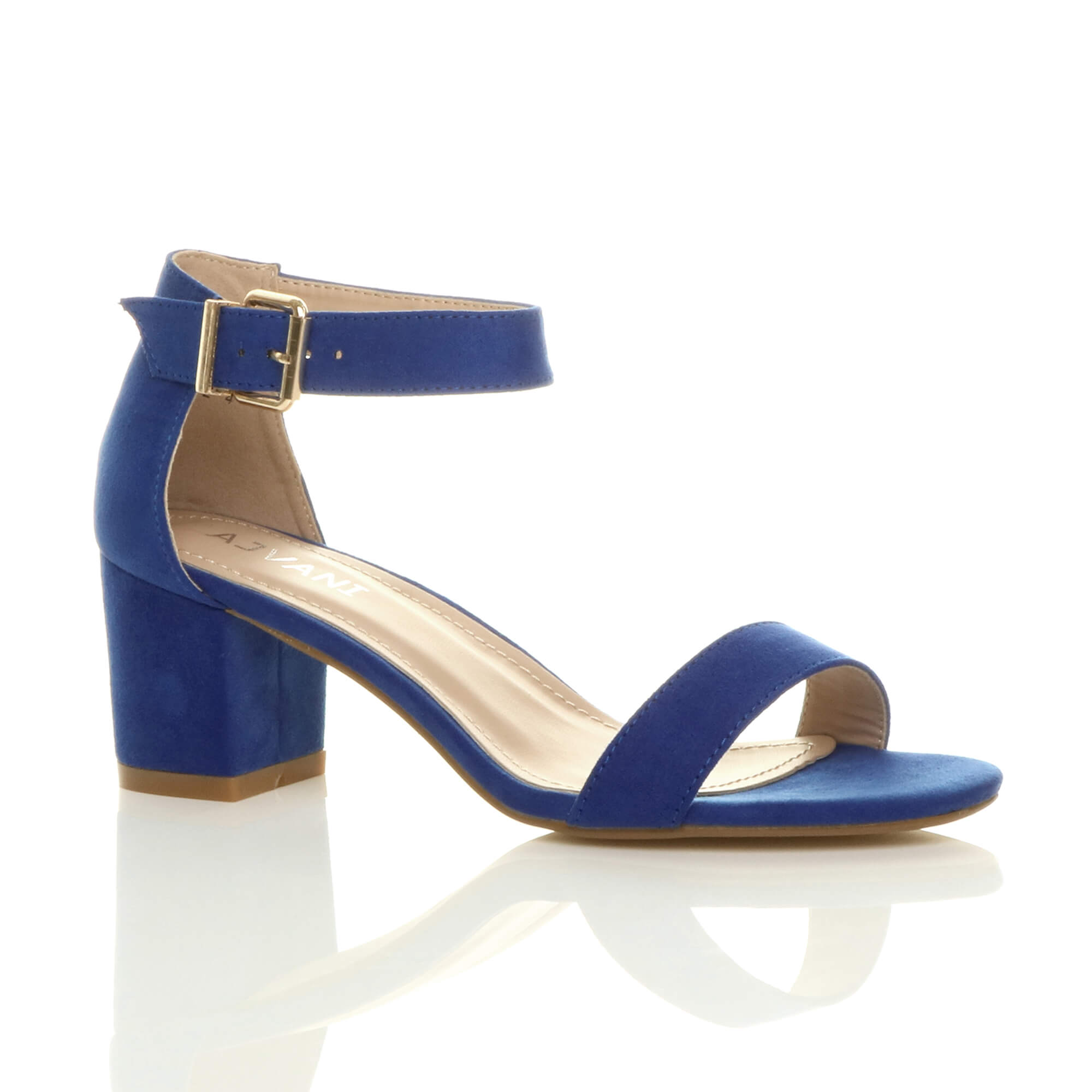 Royal Blue AJVANI Royal Blue Mid Block Heel Ankle Strap Sandals, Image 1 of 6