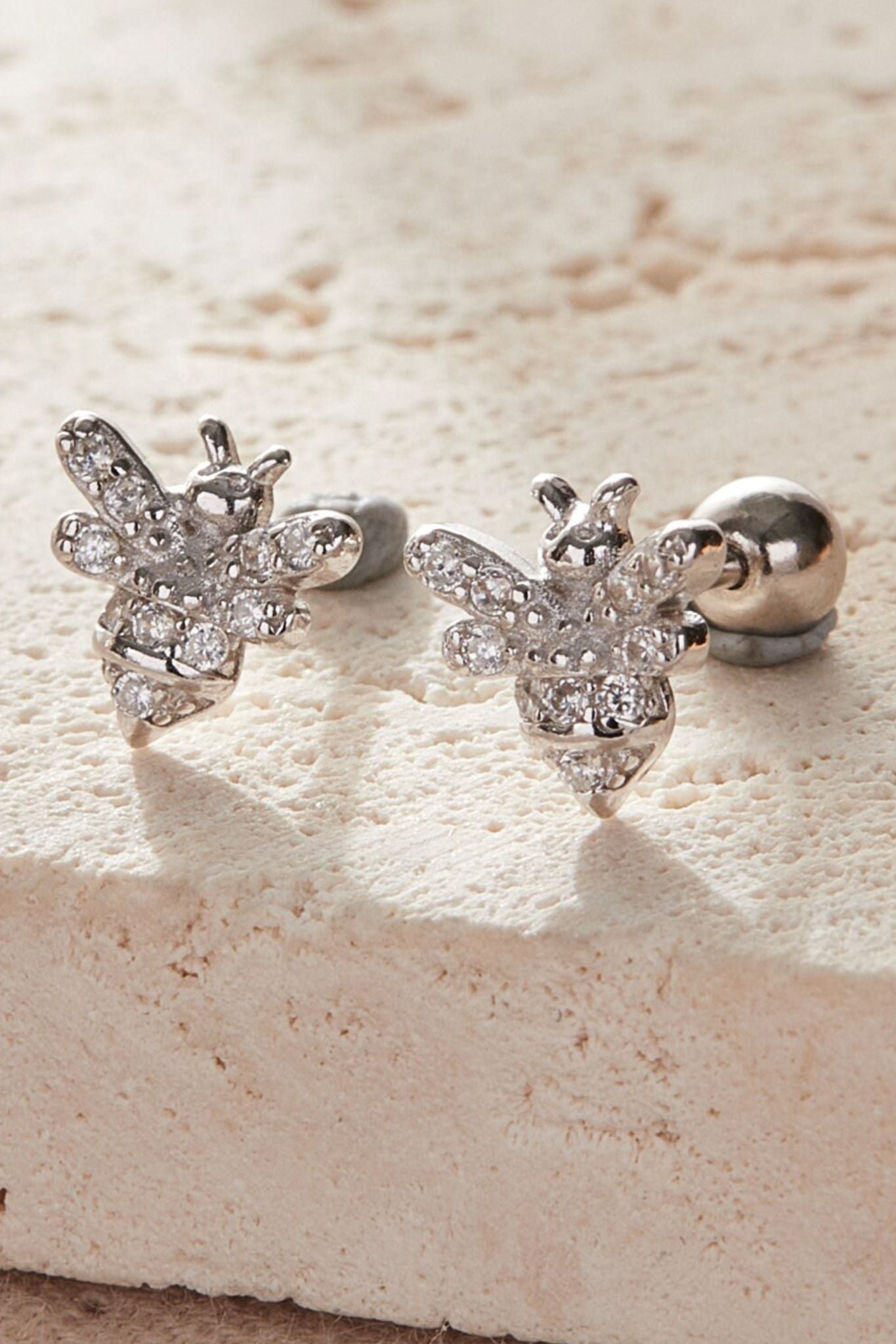 Silver Mia Gioielli Silver Sterling Silver 20G Bee Cartilage Studs Pair, Image 2 of 3