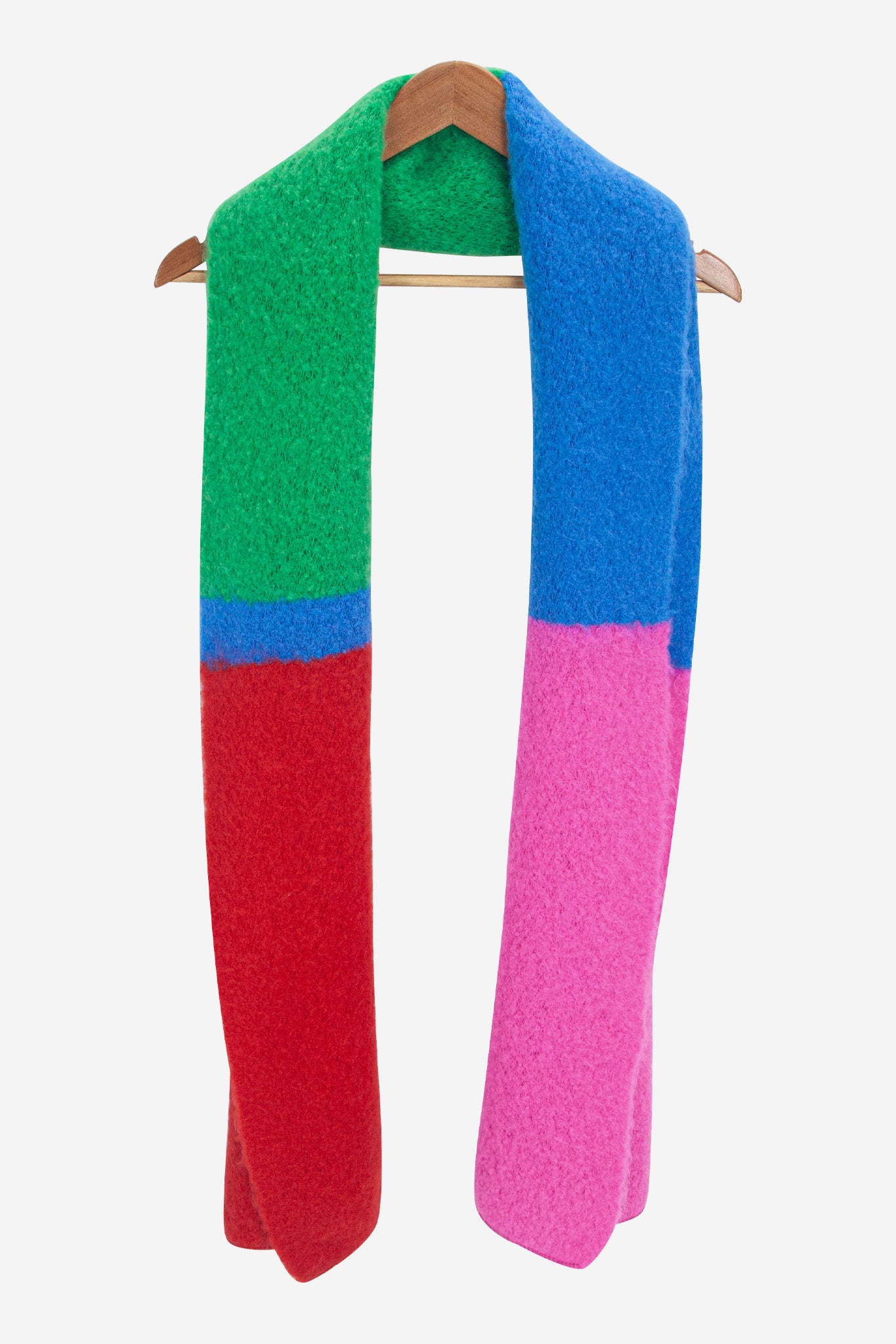 Multi Bright Colour Block Winter Scarf, Image 2 of 2