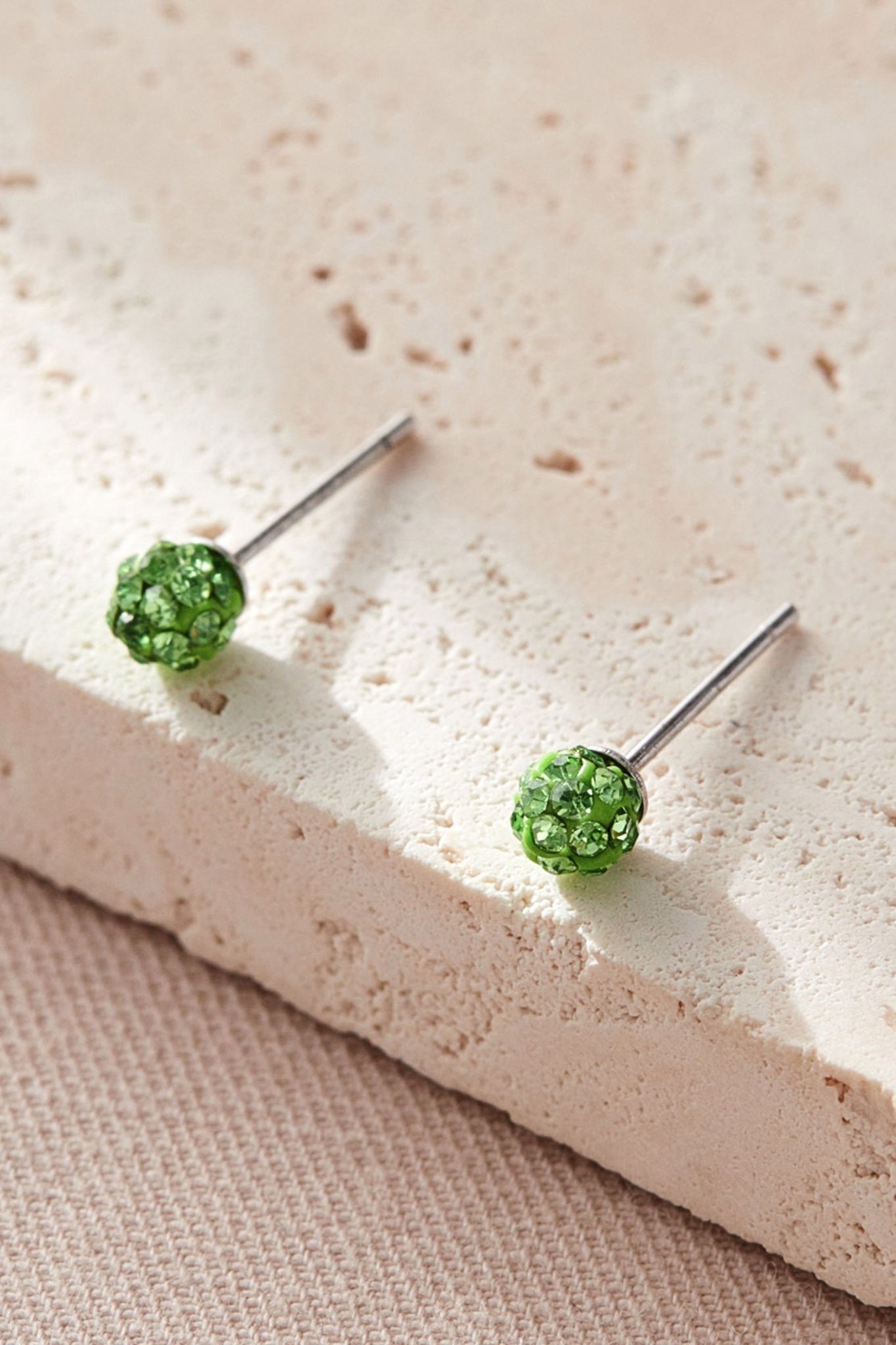 Green Mia Gioielli Green Sterling Silver Disco Ball Studs, Image 2 of 2