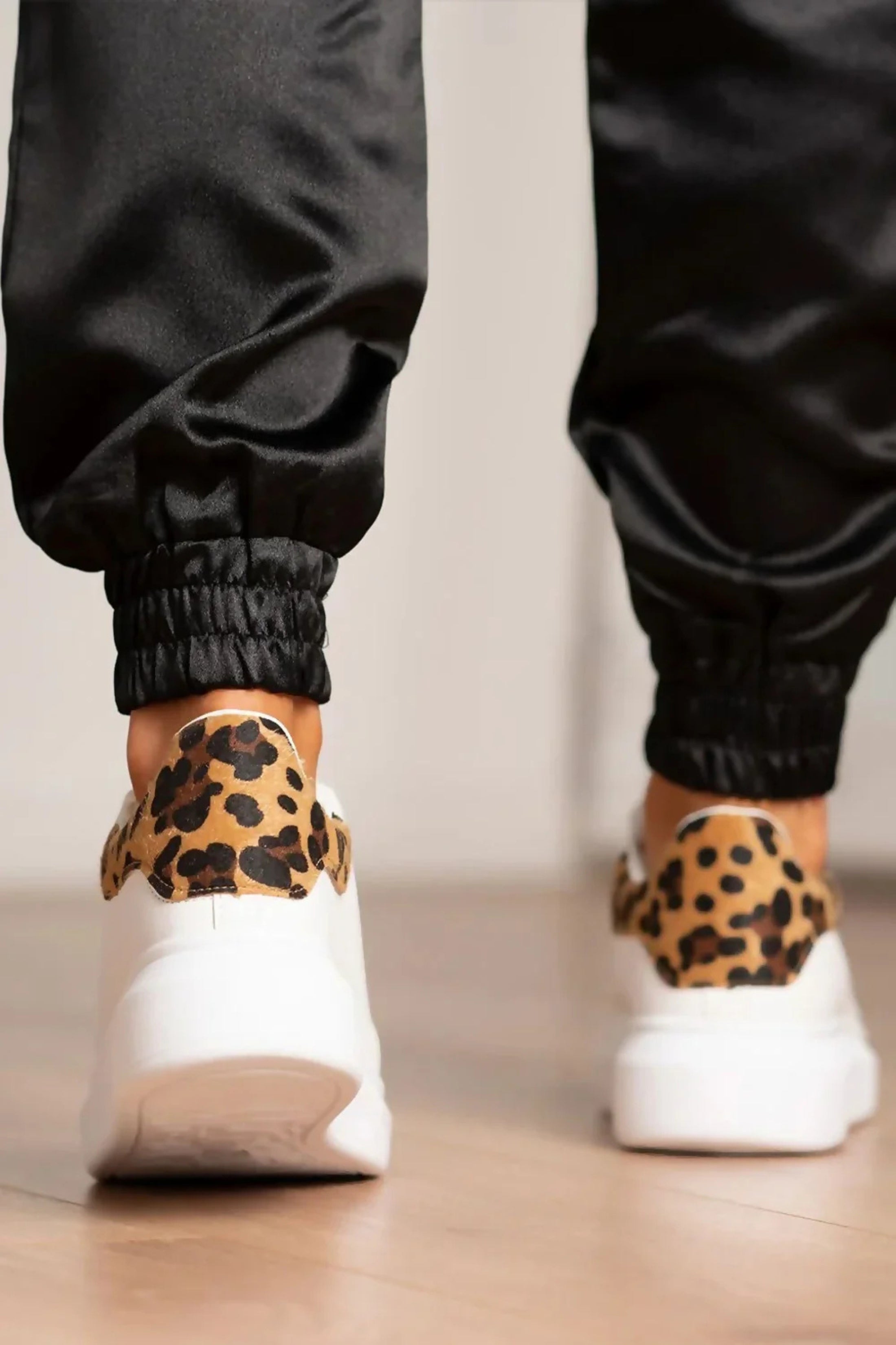 White Femme Luxe White Leopard Print Chunky Trainers - Julia, Image 3 of 3