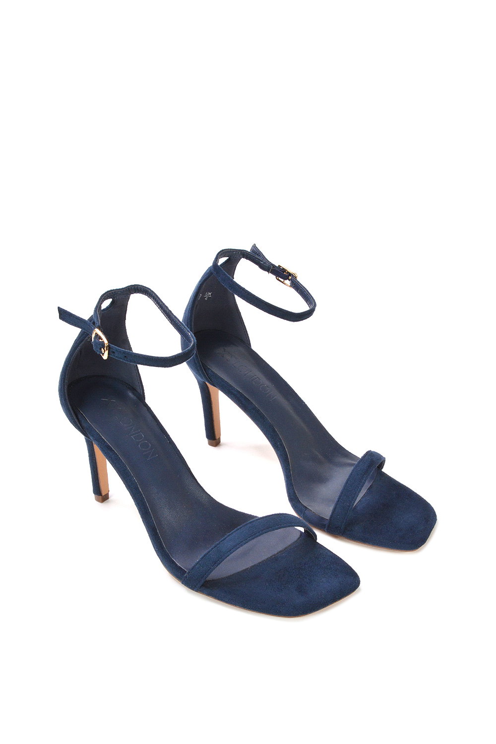 Navy XY LONDON Navy 'Emma' Strappy Stiletto High Heels With Ankle Strap, Image 6 of 6