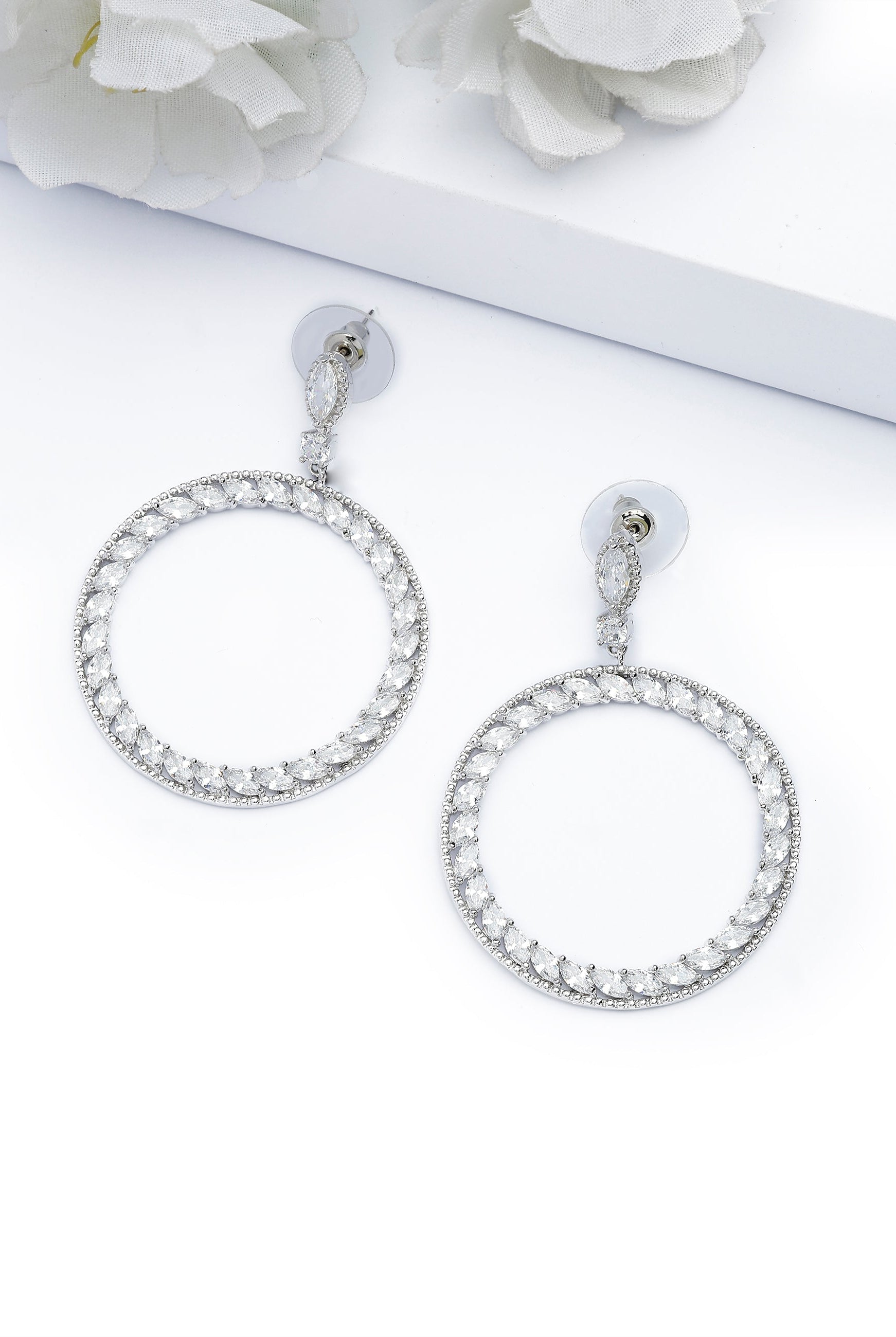 Silver Dazzling Hoop Drop Earrings, Image 2 of 4