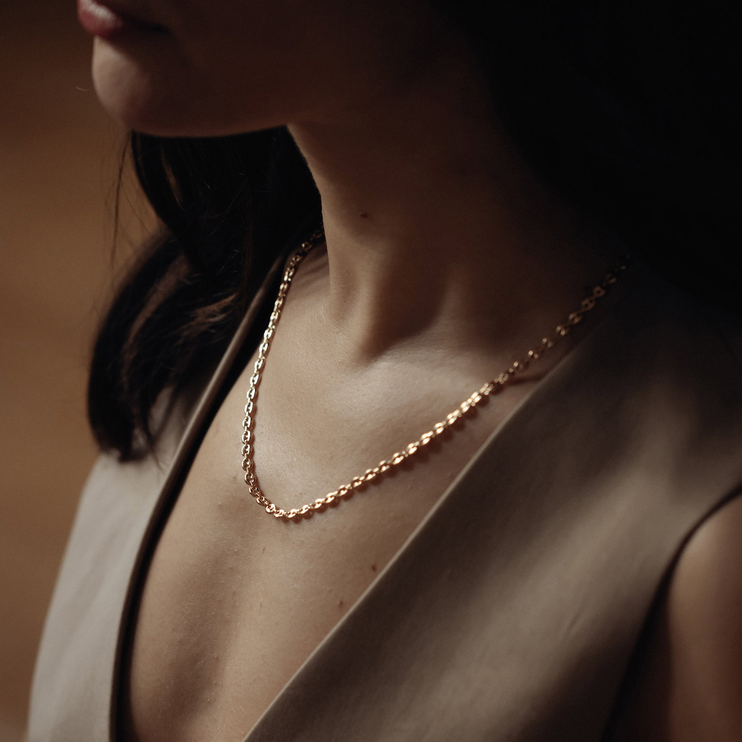 Gold Coffee Bean Necklace Luxe, Image 3 of 4