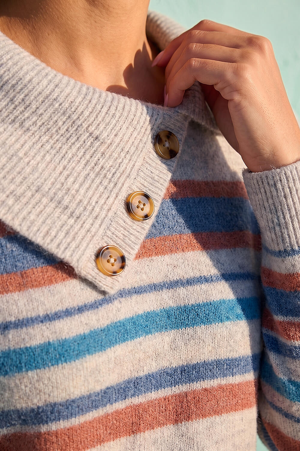 Grey Cowl Neck Stripe Jumper, Image 5 of 4
