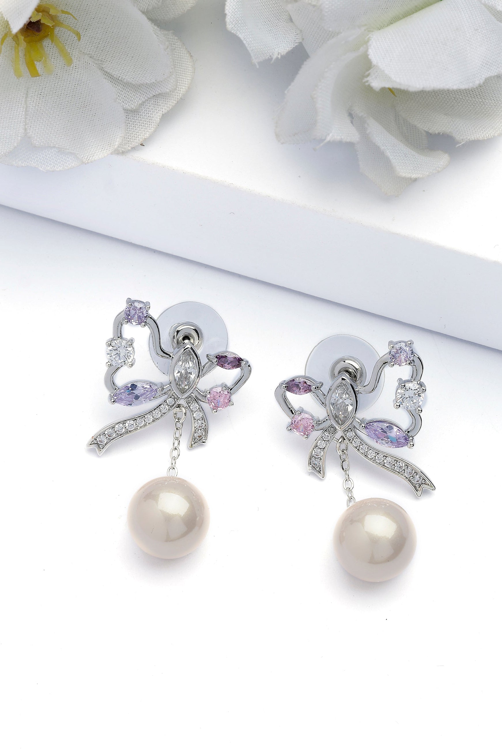 Silver Silver colored Butterfly Drop Earrings, Image 2 of 4