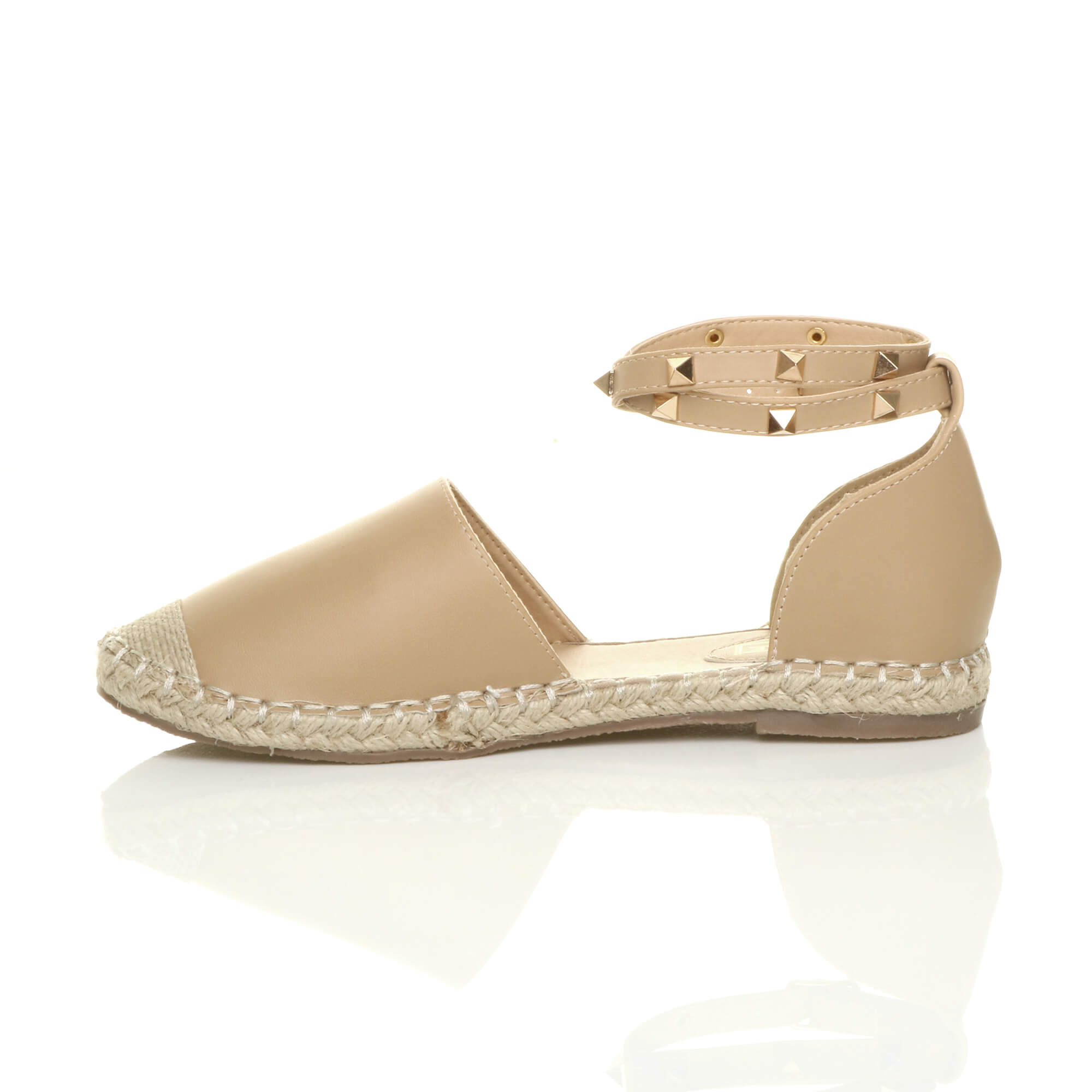 Natural AJVANI Natural Flat Ankle Strap Espadrilles Sandals, Image 3 of 5