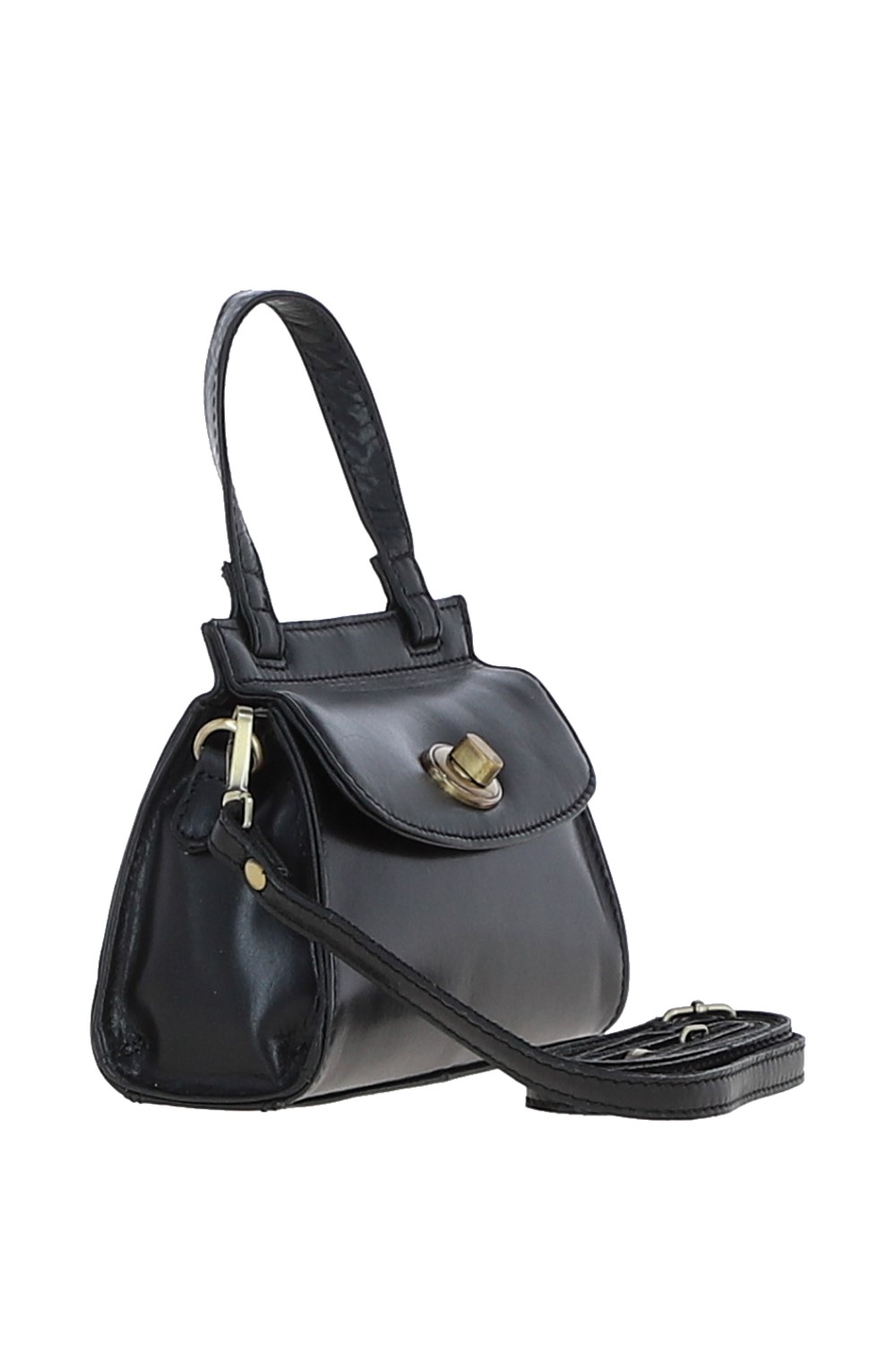 Black Small Real Leather Grab Bag, Image 4 of 4