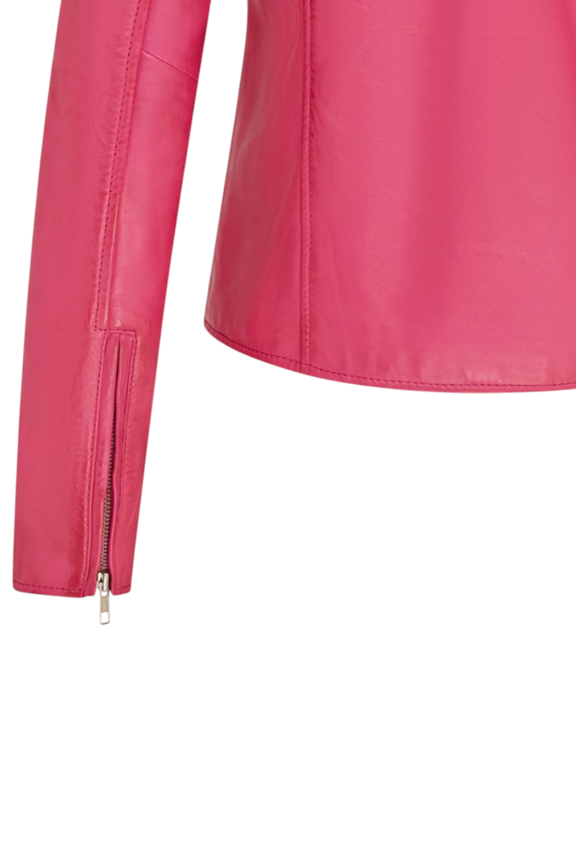 Fuchsia Classic Brando Biker Leather Jacket, Image 8 of 8