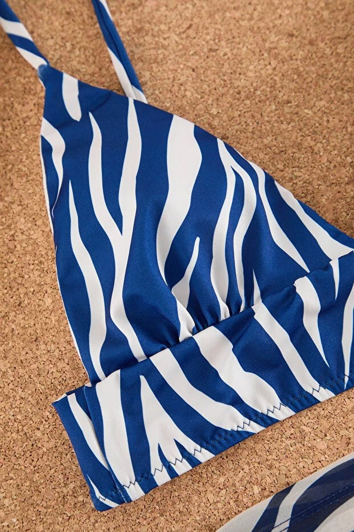 Multi Zebra Pattern Triangle Adjustable Strap Bikini Top, Image 3 of 3