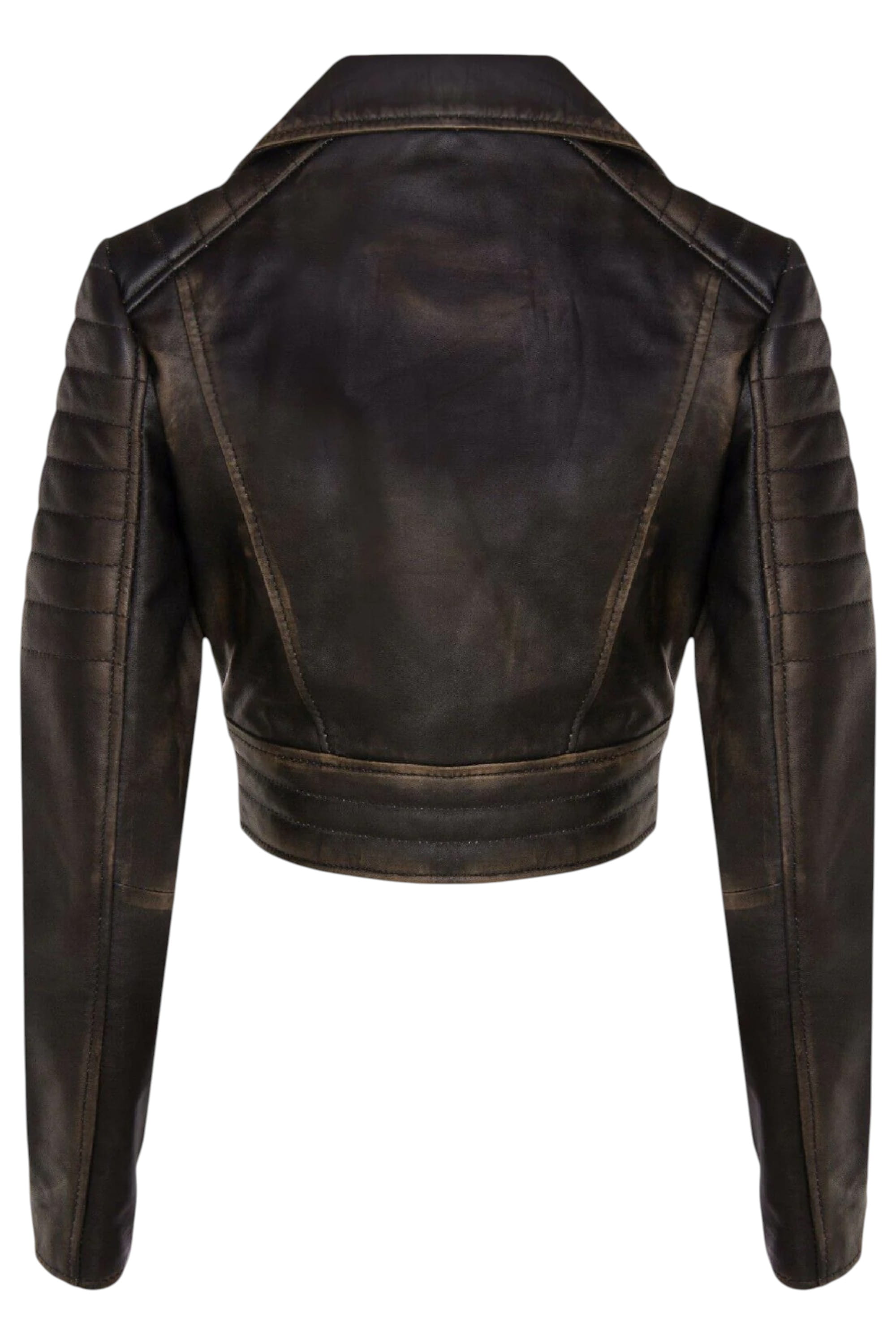 Tortoishell Infinity Leather Tortoishell Brando Cropped Leather Jacket-Longtown, Image 4 of 6