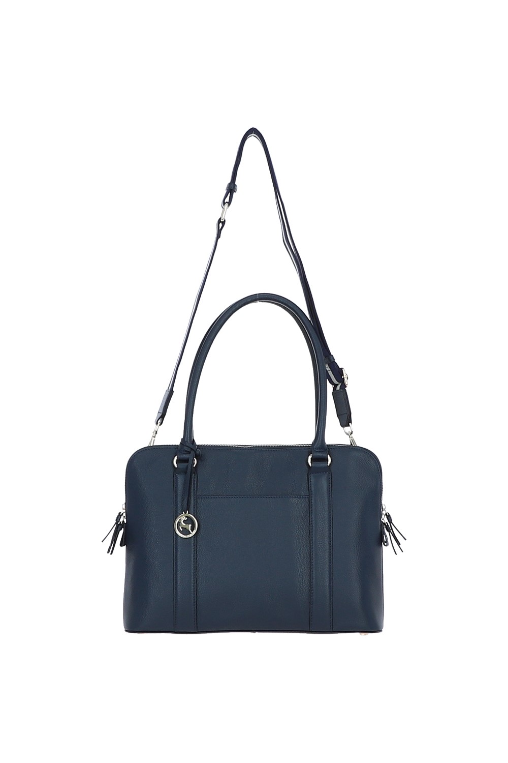 Navy Ashwood Leather Navy 'Cuore di Cuoio' 3 Section Large Leather Handbag, Image 2 of 4