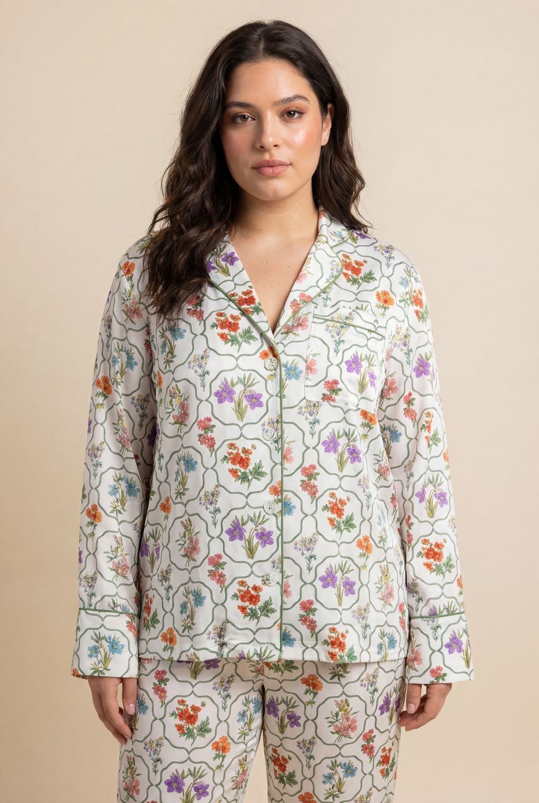 Multi Floral Modal Pyjama Trouser Set, Image 4 of 4