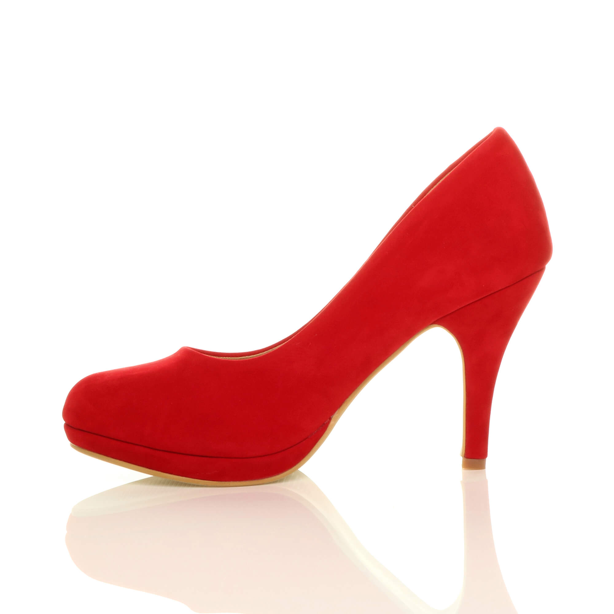 Red AJVANI Red Mid High Heel Court Shoes, Image 3 of 6