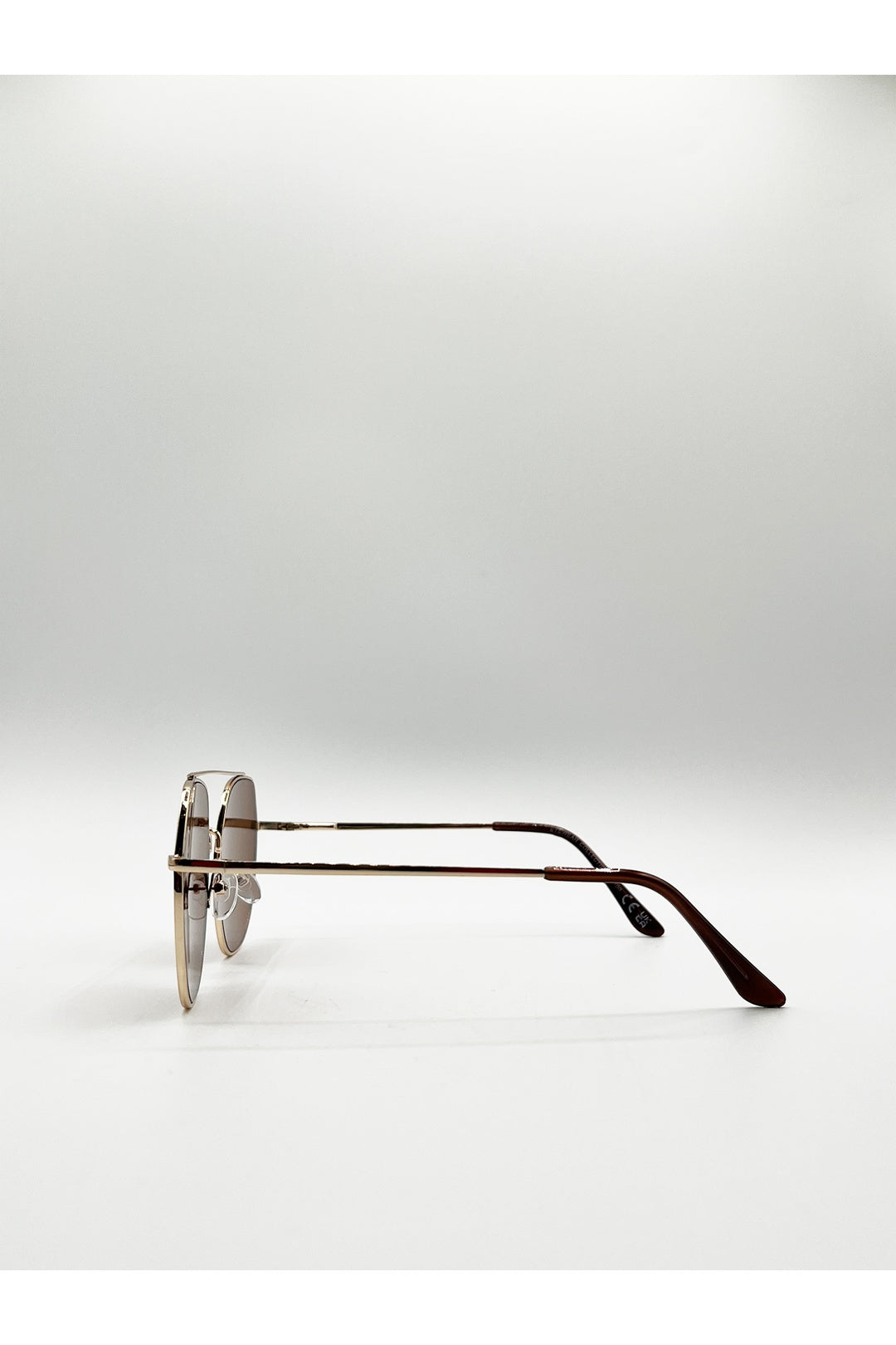 Brown Oversized Rounded Aviator Style Sunglasses, Image 3 of 5