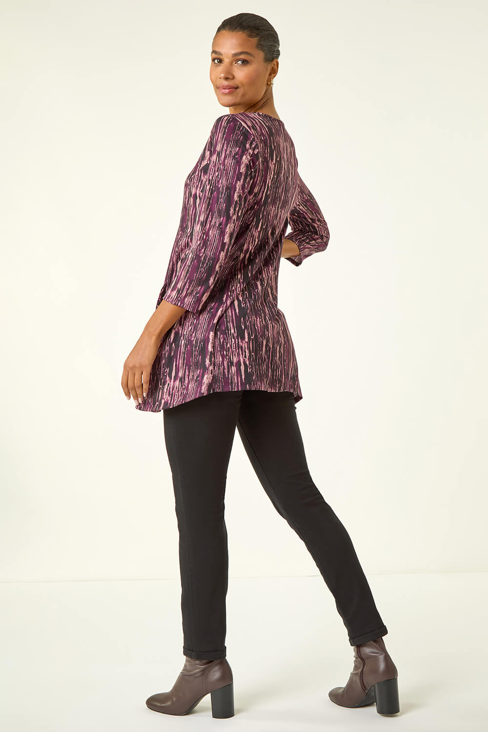 Purple Printed Pocket Swing Top, Image 4 of 5
