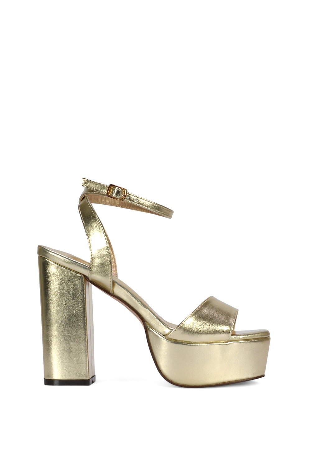 Black 'Jayce' Strappy Chunky Block High Heel Platform Shoes With Square Toe