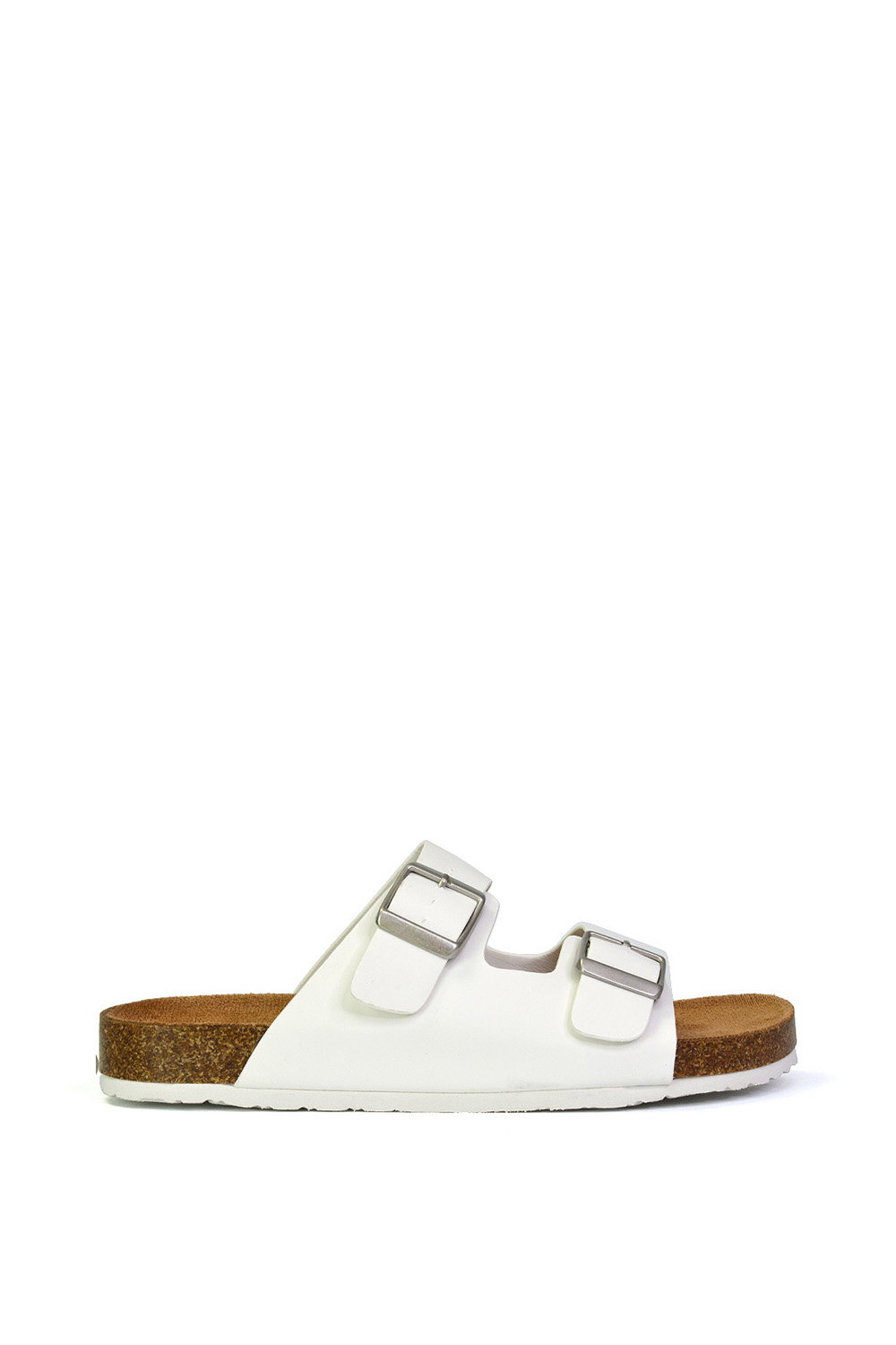 White 'Star' Double Strap Buckle Up Summer Slip On Flat Sandals