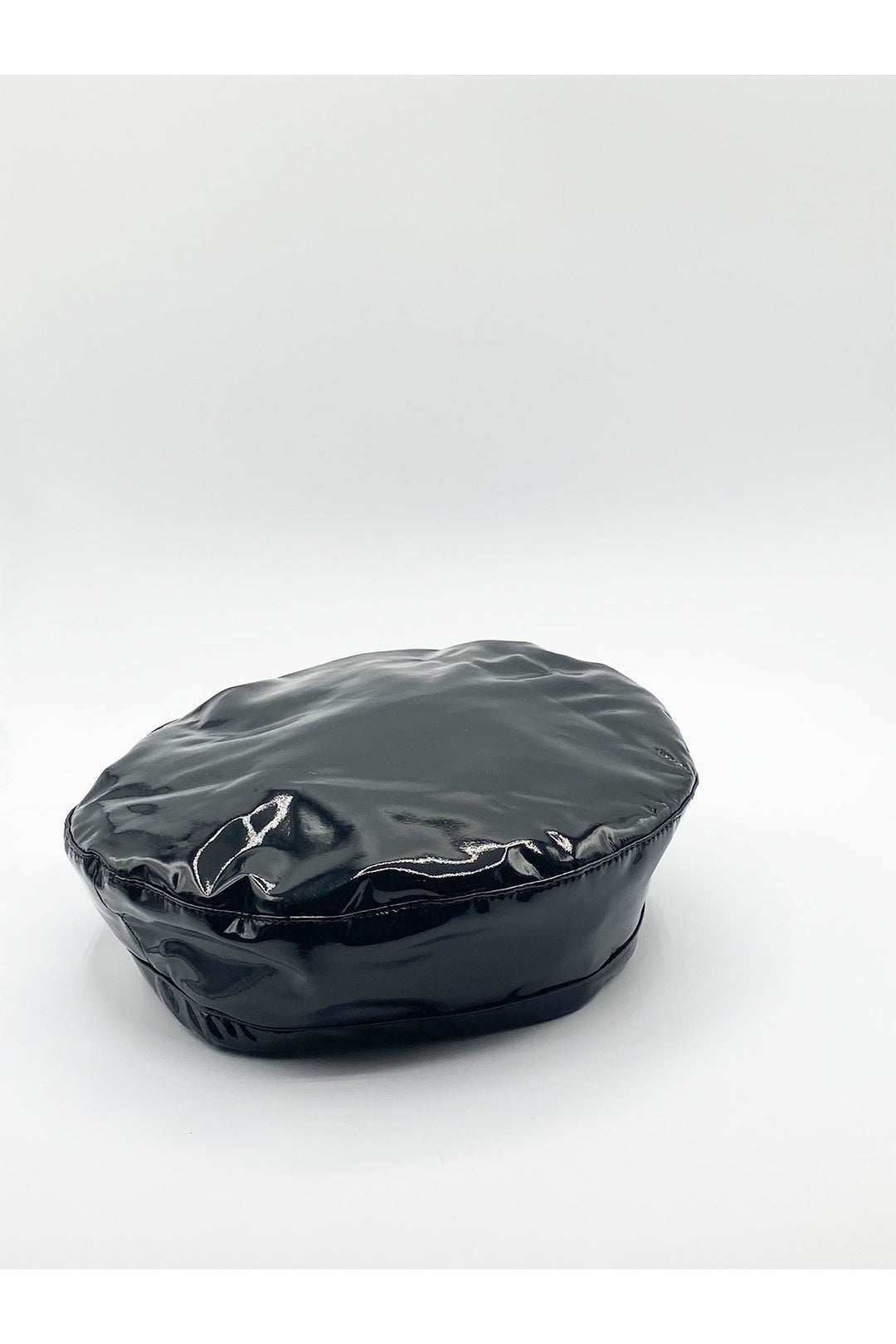 Black Wet Look Beret In Black, Image 2 of 4