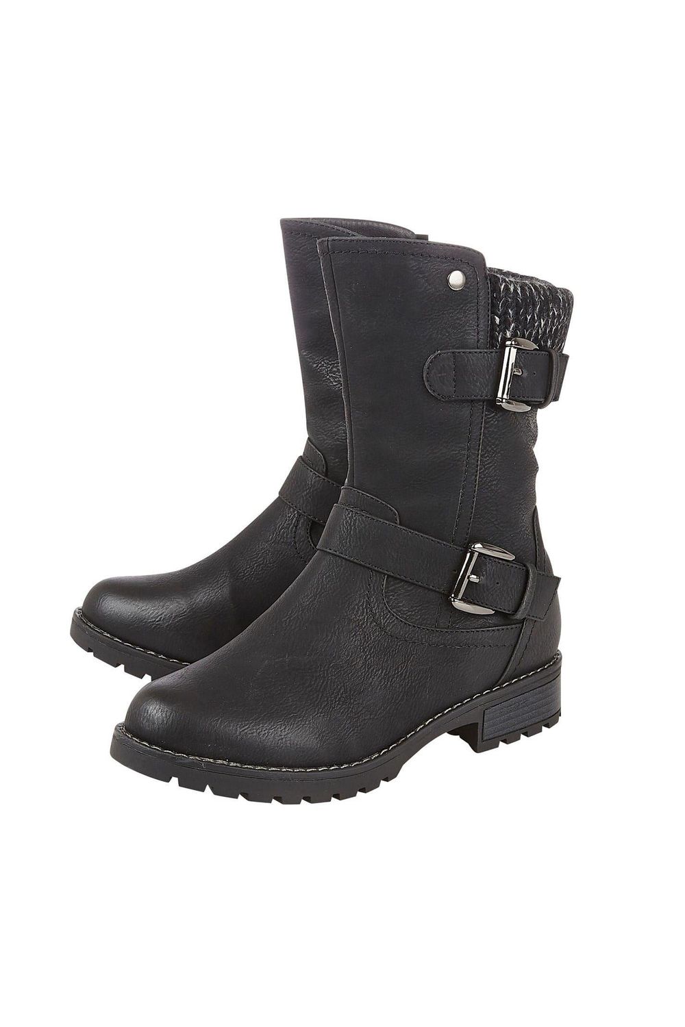 Black Jemima Low Block Heel Biker Boots, Image 5 of 7