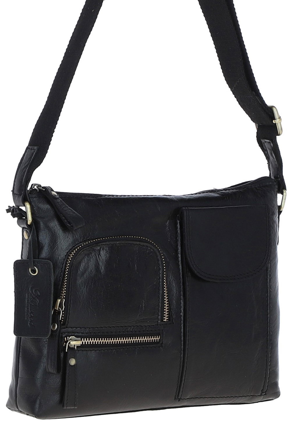 Black Exquisite Real Leather Cross Body Bag, Image 3 of 5