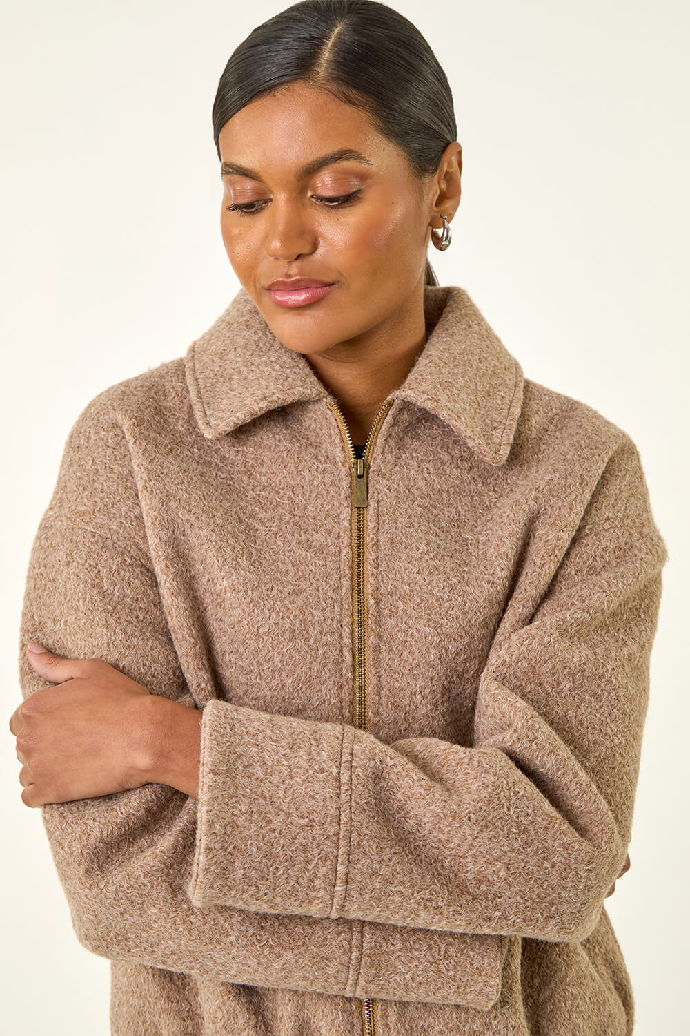 Stone Boucle Bomber Jacket, Image 6 of 6